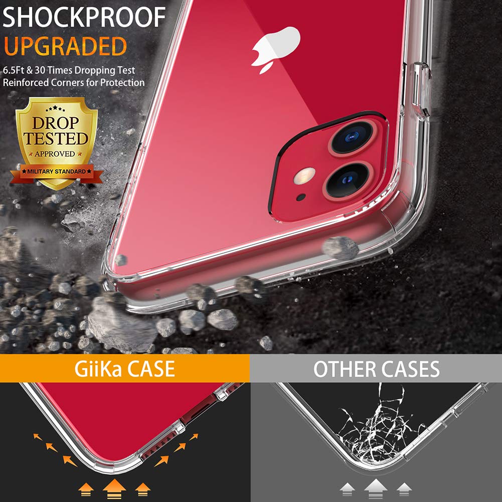 Giika Iphone 11 Case With Screen Protector, Clear Heavy Duty Protective Case Girls Women Shockproof Hard Pc Back Case With Slim