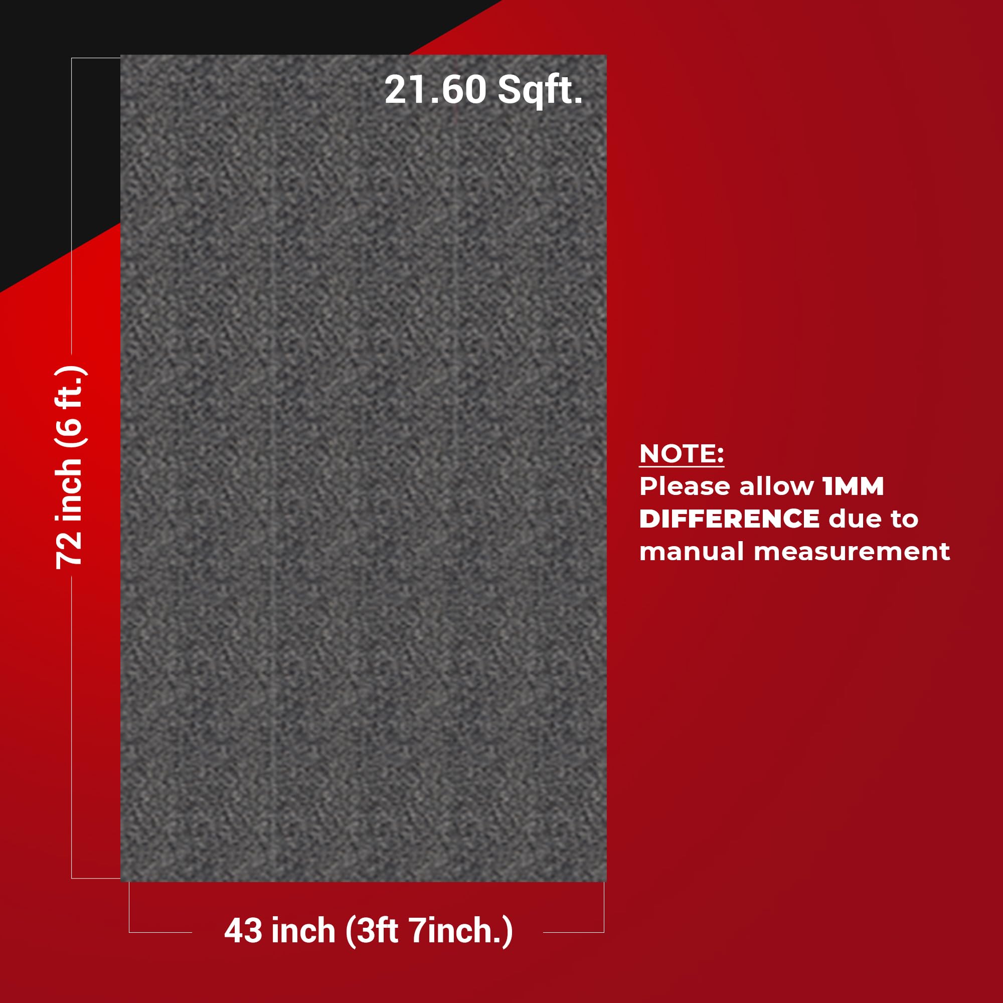 Bbox Charcoal Carpet Non Woven Febric | Length: 72 Inch (6 Ft.), Width: 43 Inch (3Ft 7In) | For Speaker Sub Box Carpet Home, Aut