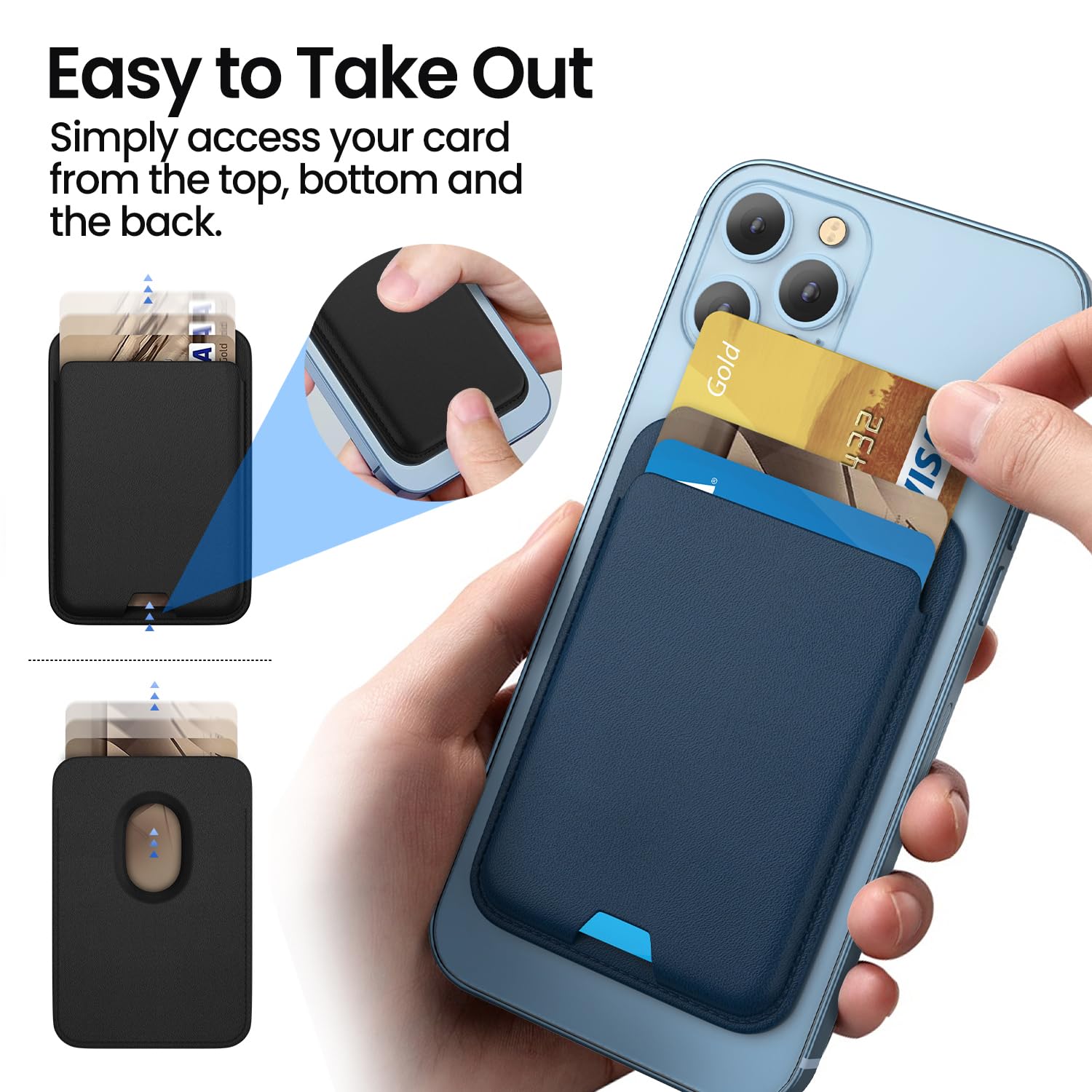 Magnetic Phone Wallet Card Holder Compatible With Apple Magsafe Wallet For Iphone 16 Pro Max/16 Pro/16 Plus/16 15 14 Model, Mag