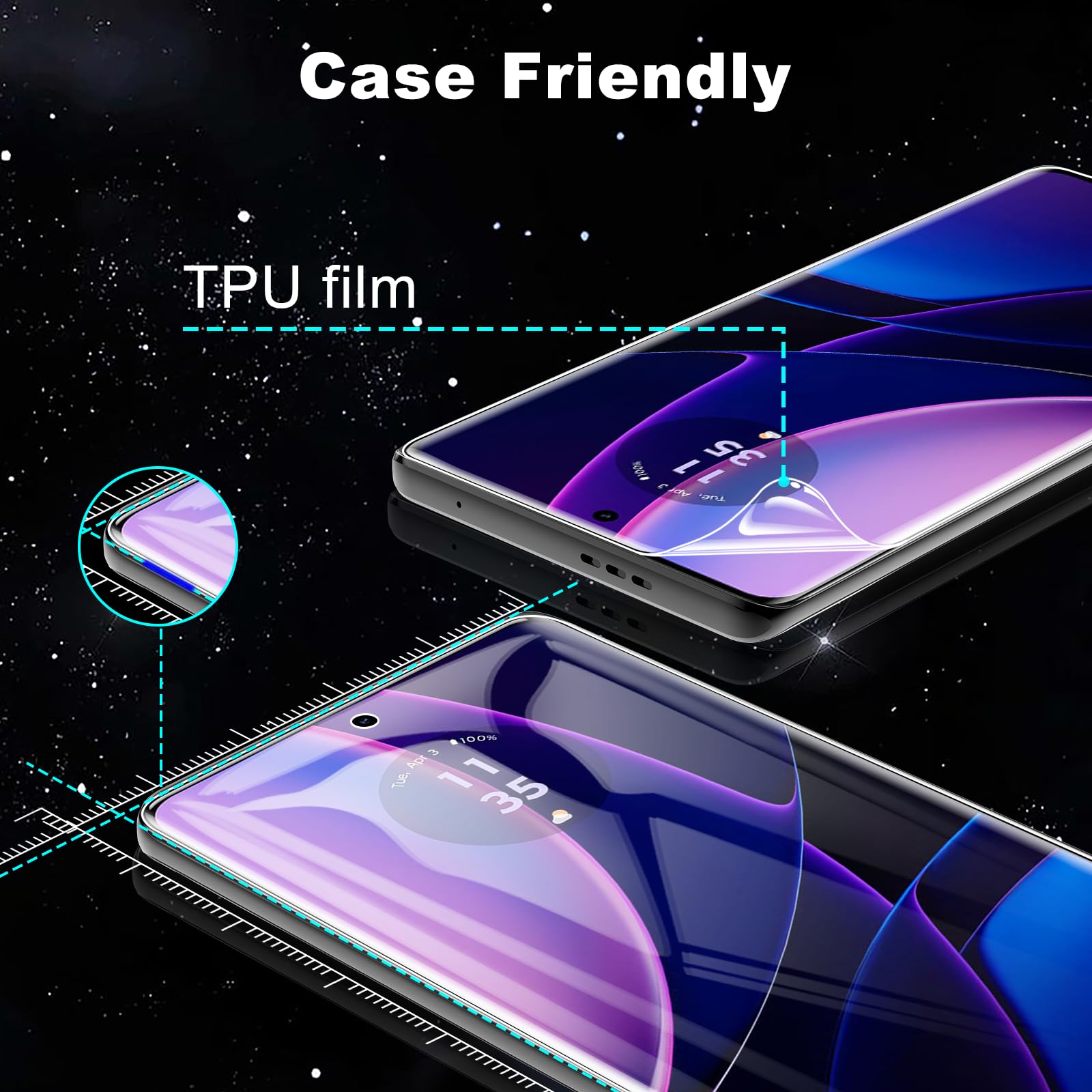 Lywhl 3 Pack For Motorola Edge 2023 Screen Protector Tpu [Not Glass] [Support Fingerprint Unlock] Bubble Free, Touch Sensitive, 3D Curved Max Coverage For Motorola Edge 2023