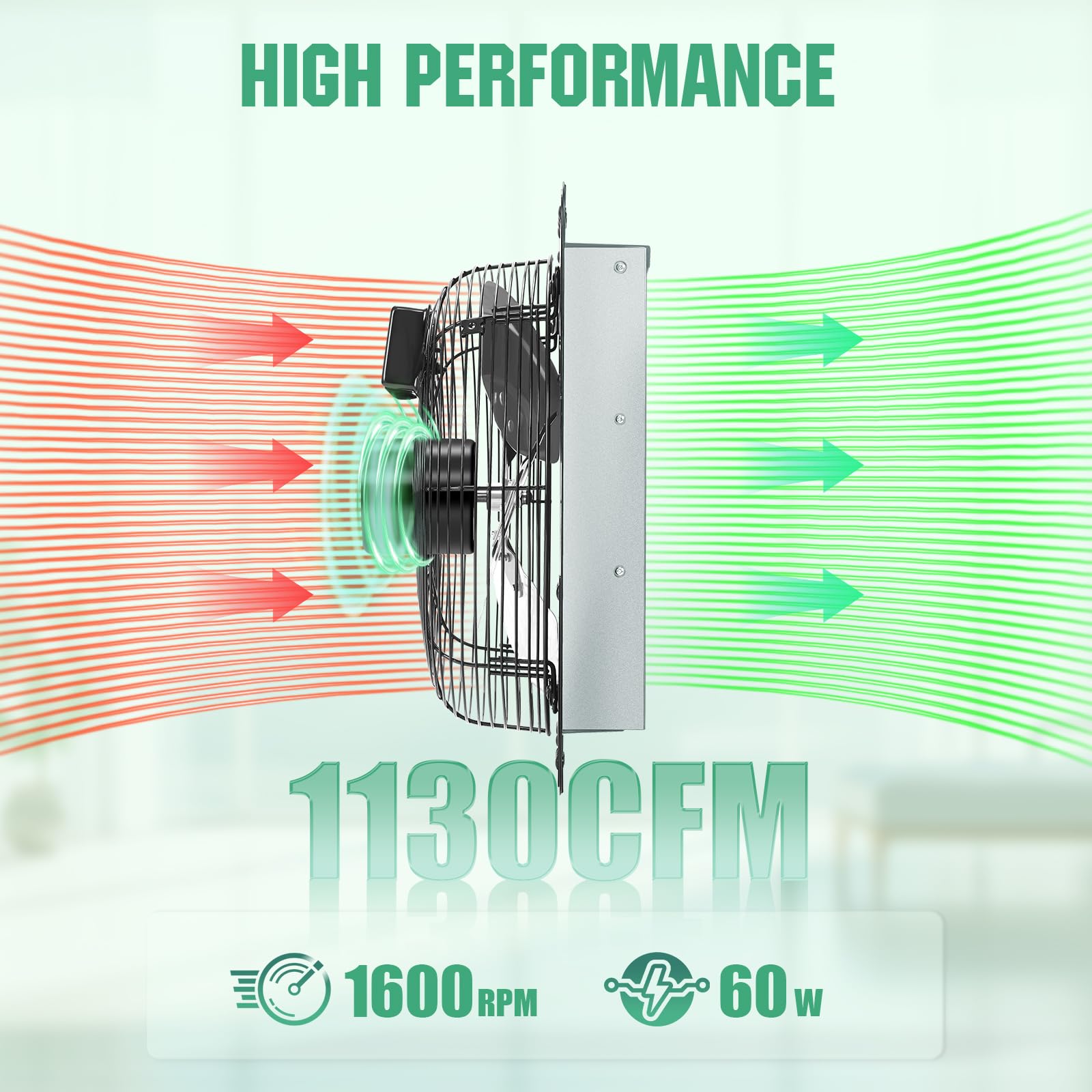 Fareast 12 Inch Garage Exhaust Fan Wall Mounted, Automatic Shutter, Wall Exhaust Fan With Adjustable Speed Controller, 1130 Cfm,