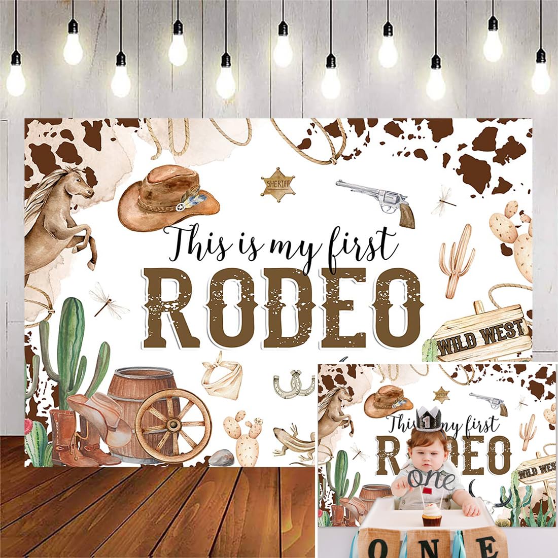 Avezano My First Rodeo Birthday Backdrop Western Cowboy 1St Birthday Background Decorations Wild West Themed Cowboy Cowgirl Firs