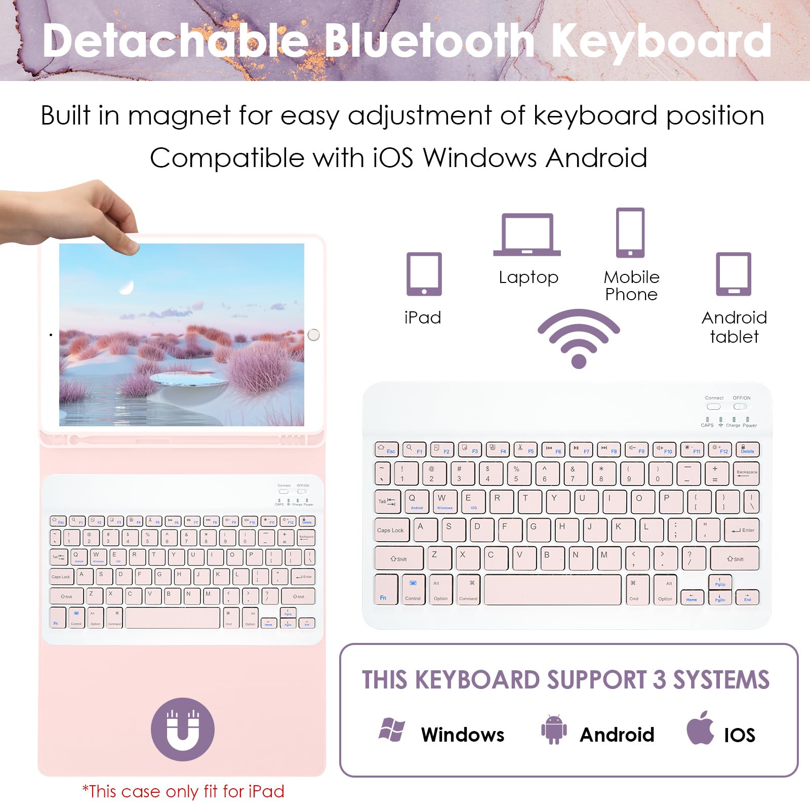 Lama Wireless Keyboard Case For Ipad 10.2 9Th 8Th 7Th Generation, Detachable Bluetooth Keyboard With Pencil Holder For Ipad 10.2