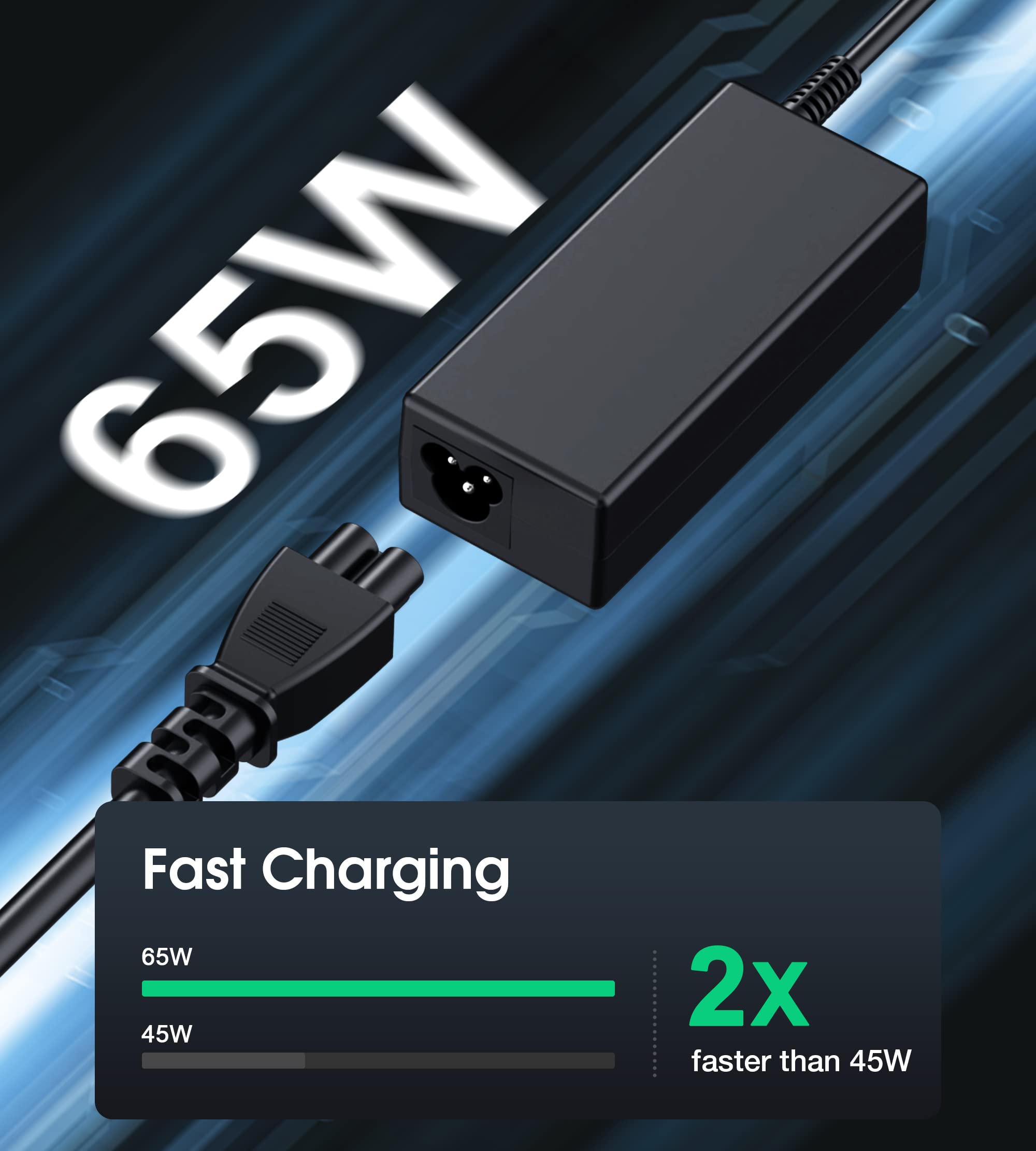 Usb C Laptop Charger, 65W Chromebook Charger Compatible With Hp Lenovo Dell Asus Acer Samsung Google Chromebook Fast Charger Typ