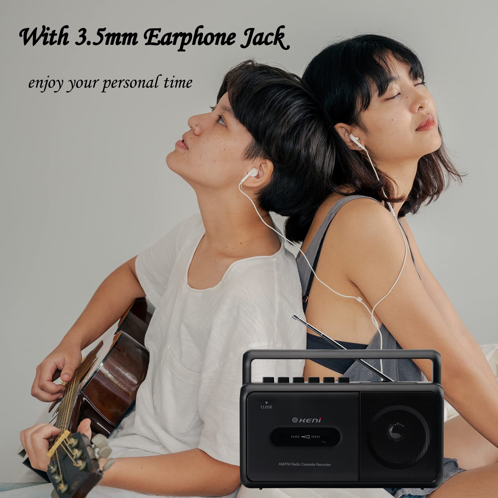 G Keni Portable Cassette Player Boombox Am/Fm Radio Stereo, Casette Tape Player Recorder With Earphone Jack Battery Operated Or