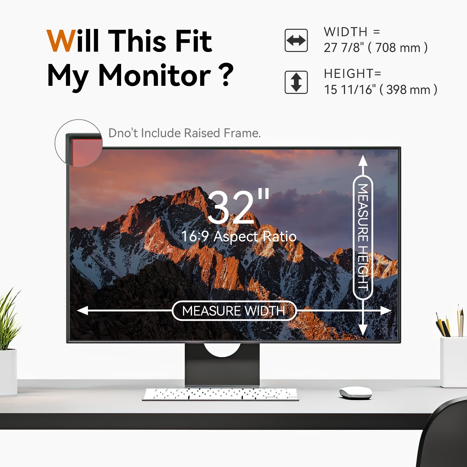 [2 Pack] 32 Inch Computer Privacy Screen Filter For 16:9 Aspect Ratio Widescreen Monitor   Anti Glare Blue Light Filter, Removab