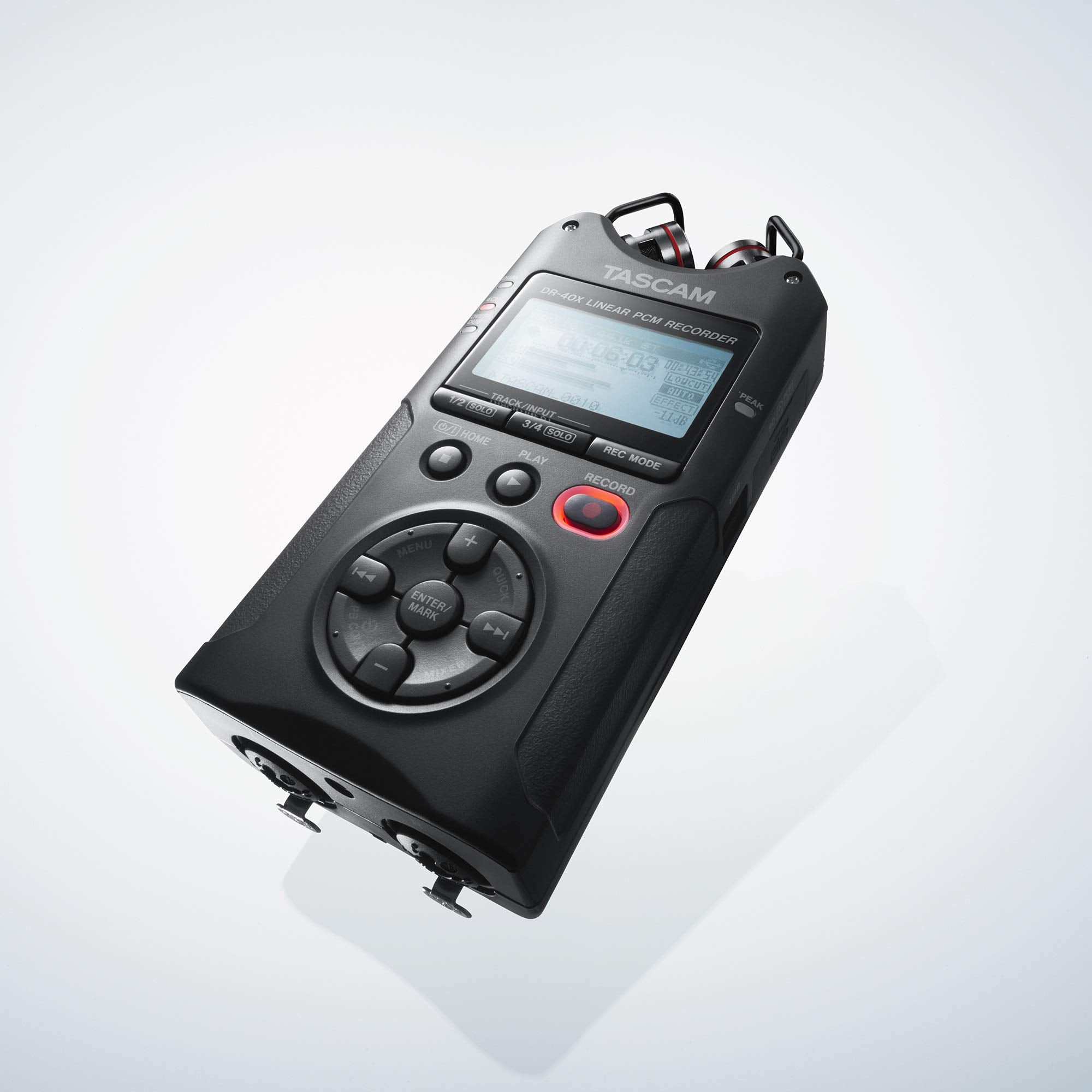 Tascam Dr 40X 4 Track Portable Handheld Field Recorder   2 Xlr/Trs Inputs, Usb Audio Interface, Dual Adjustable Microphones For