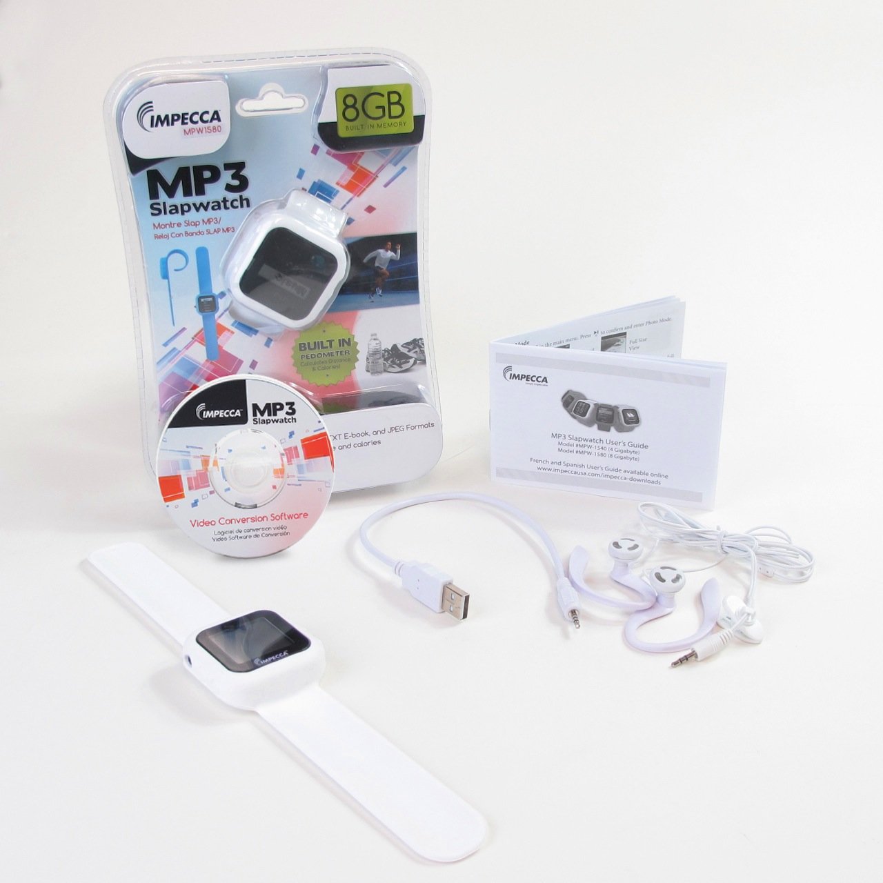 Impecca Mpw 1580W 8Gb Mp3 Slapwatch With 1.5'' Tft Display, White