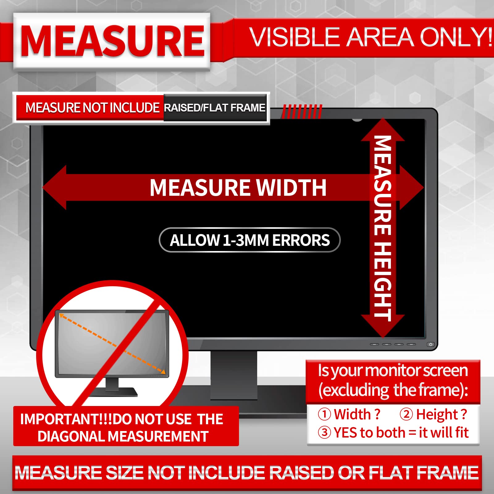Yakai?2 Pack Computer Privacy Screen Filter 24 Inch For 16:9 Aspect Ratio Widescreen Monitor, Anti Spy & Anti Glare Blue Light B