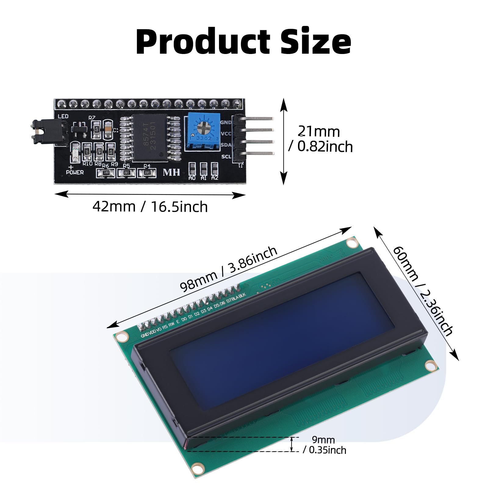 2004 Lcd Display Module With Iic I2C Serial Interface Adapter Lcm Blue Backlight Screen St7066U Controller 20X4 Lcd For Arduino,