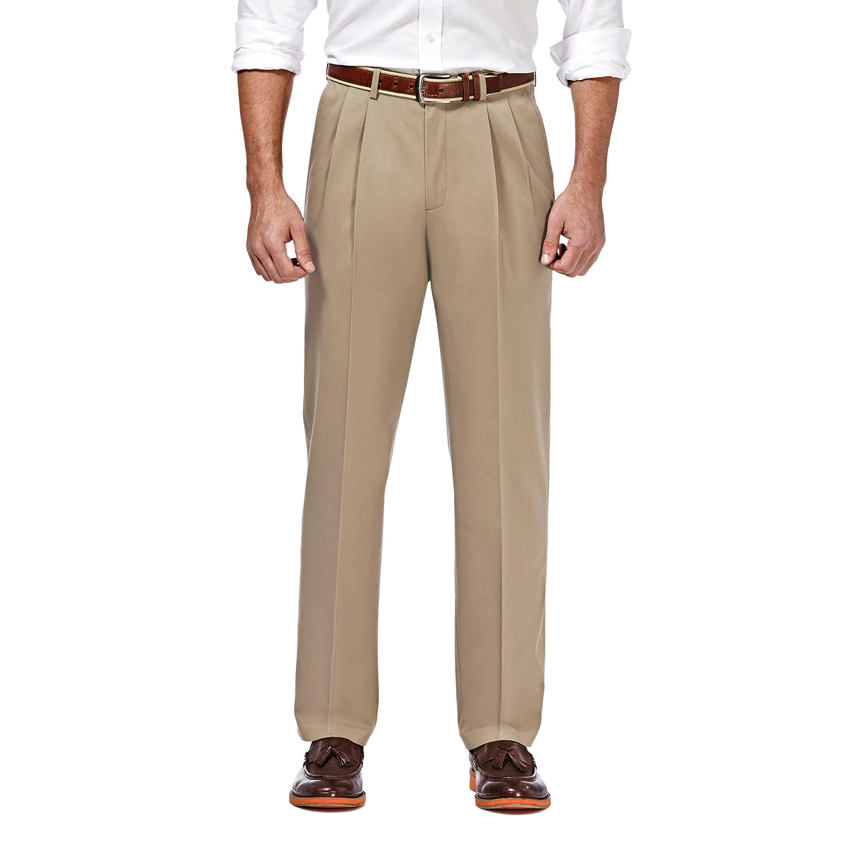 Haggar Mens Premium No Iron Khaki Classic Fit Pleat Front Regular And Big  Tall Sizes, 34W X 29L