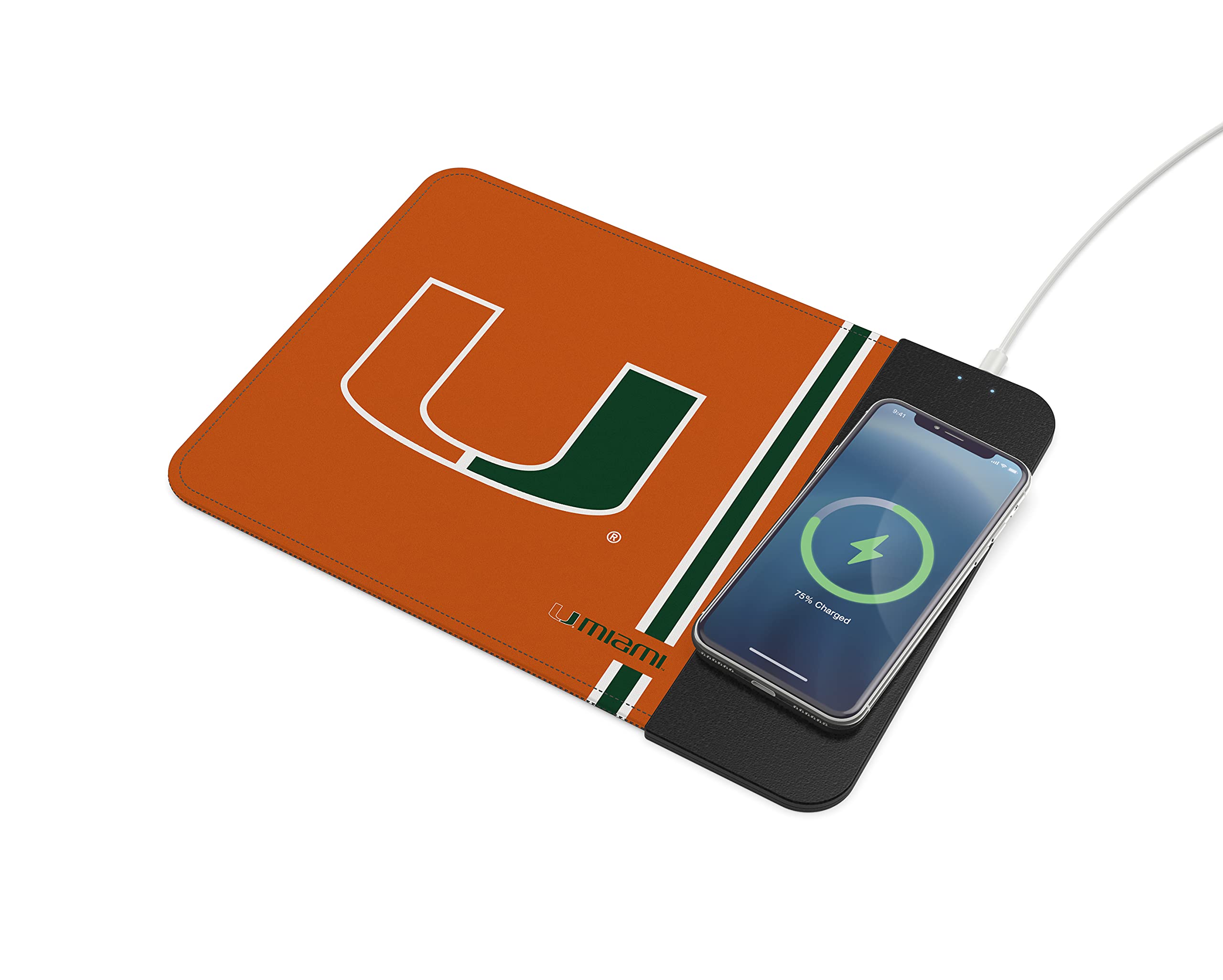 Soar Ncaa Wireless Charging Mouse Pad, Miami Hurricanes