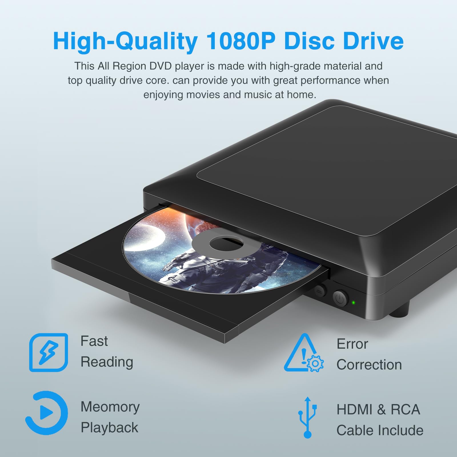 Ceihoit Mini Hd Dvd Player, Cd Players For Home, Dvd Players For Tv, Hdmi And Rca Cable Included, Up Convert To Hd 1080P, All Region, Breakpoint Memory, Built In Pal/Ntsc, Usb 2.0