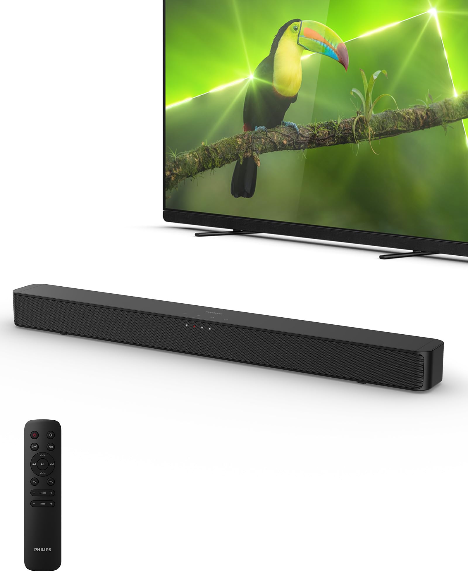 Philips B4000 Soundbar For Tv, 2.0 Channel Sound, Bt Le Audio, Easy Setup, Easylink, Roku Tv Ready, Remote Control