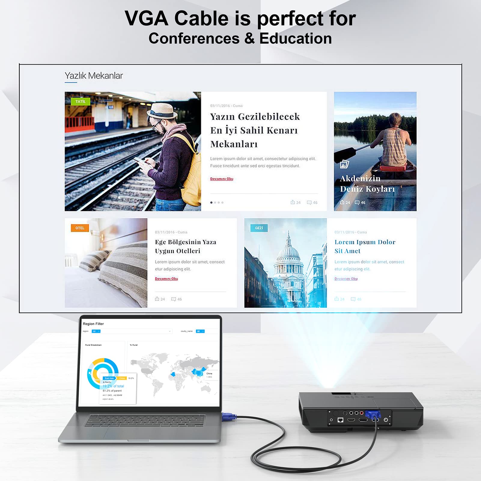 XiAyriky VGA Cable 10 Pack Male to Male 1080P Full HD Copper Blue 6FT