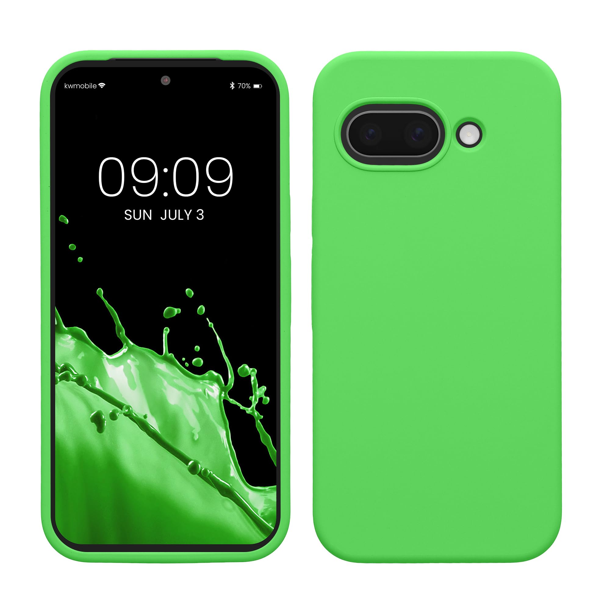 kwmobile Case Compatible with Google Pixel 9a Case - TPU Silicone Phone Cover with Soft Finish - Lime Green