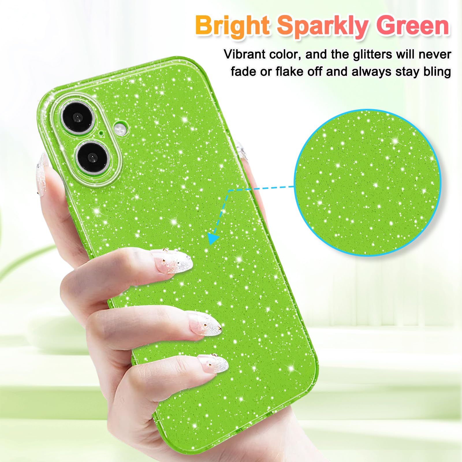 Hython Case For Iphone 16 Plus Case Glitter Cute Sparkly Shiny Bling Sparkle Phone Cases 6.7, Thin Slim Fit Soft Tpu Bumper Shoc