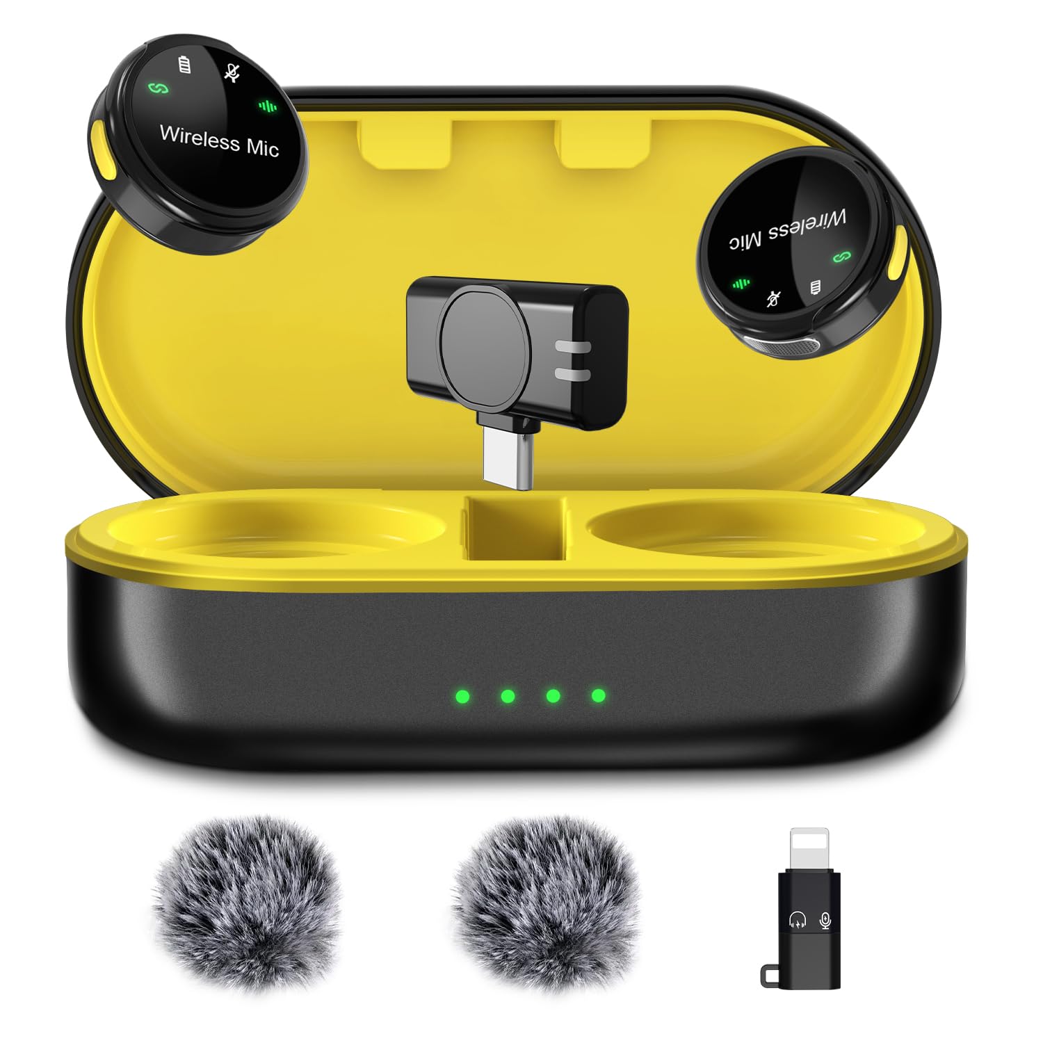 GoorDik J7 Wireless Lavalier Microphone for iPhone, iPad and Android(Lightning/USB C), Mini Microphones 30 H Battery Life, 2 Pac