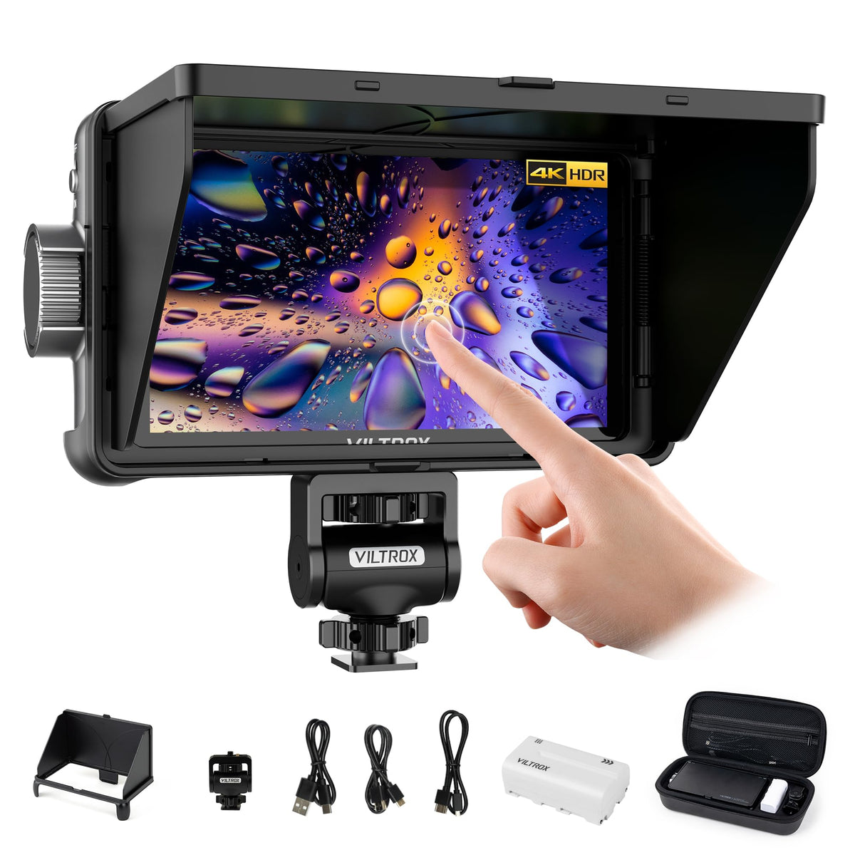 Viltrox Dc 550 Touch Screen Dslr Camera Field Monitor 1200 Nits High Bright 5.5 Inch Dslr Camera Monitor With Sunshade Hood/Batt