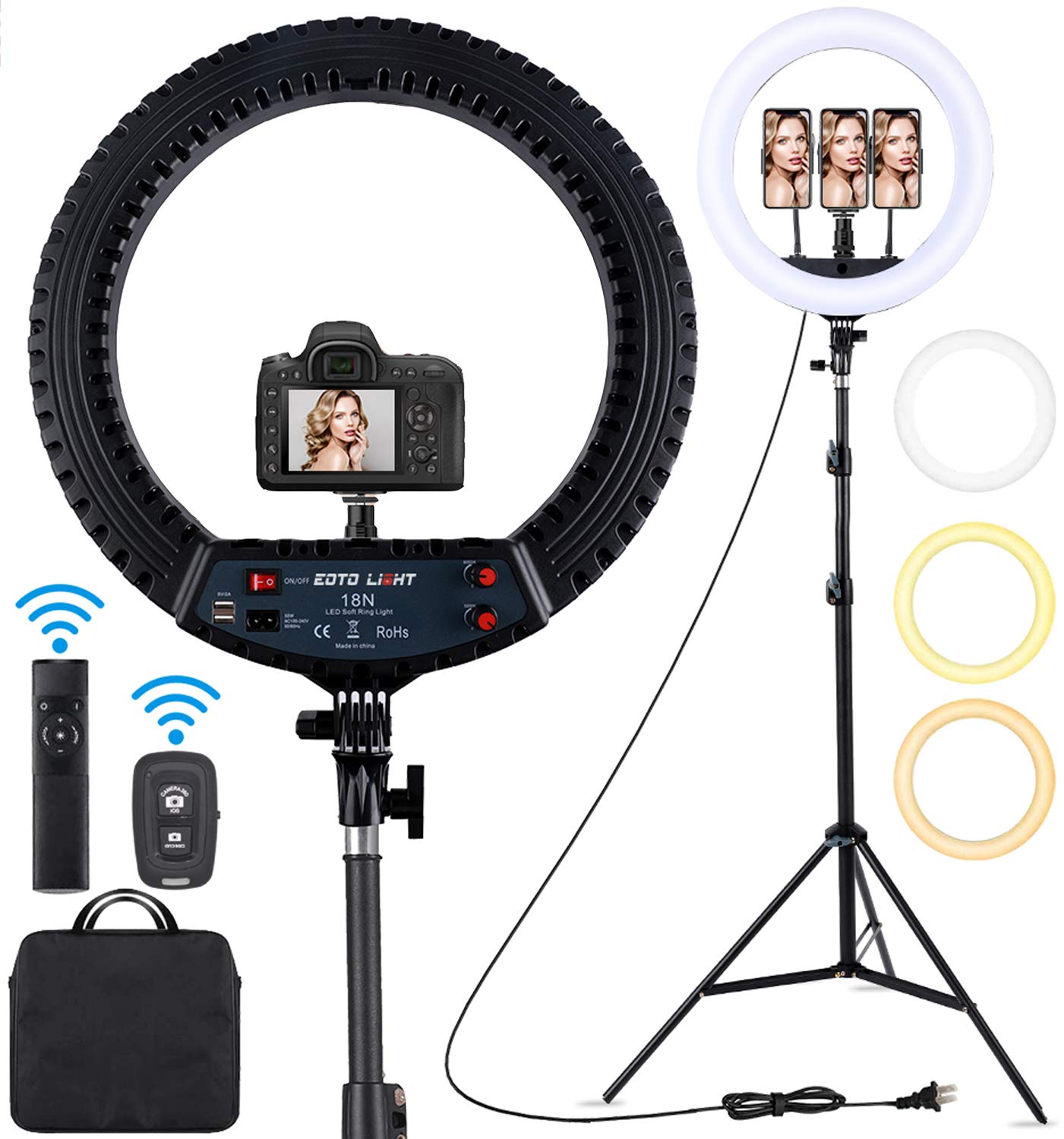 18 Inch Led Ring Light With Tripod Stand Dimmable Makeup Selfie Ring Light For Studio Portrait Youtube Vlog Video Shooting With