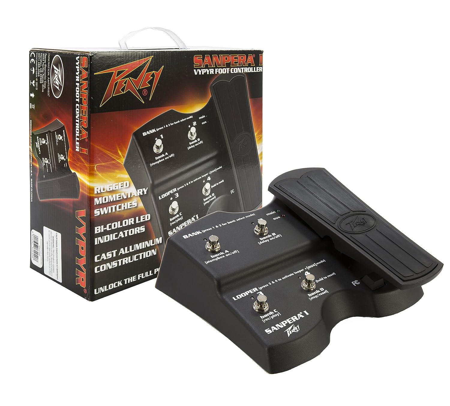 Peavey MultiFunction Guitar Foot Controller Pedal  Expression Pedal For Volume, Wah, Pitch, Looper & Bank Select  4Button Le