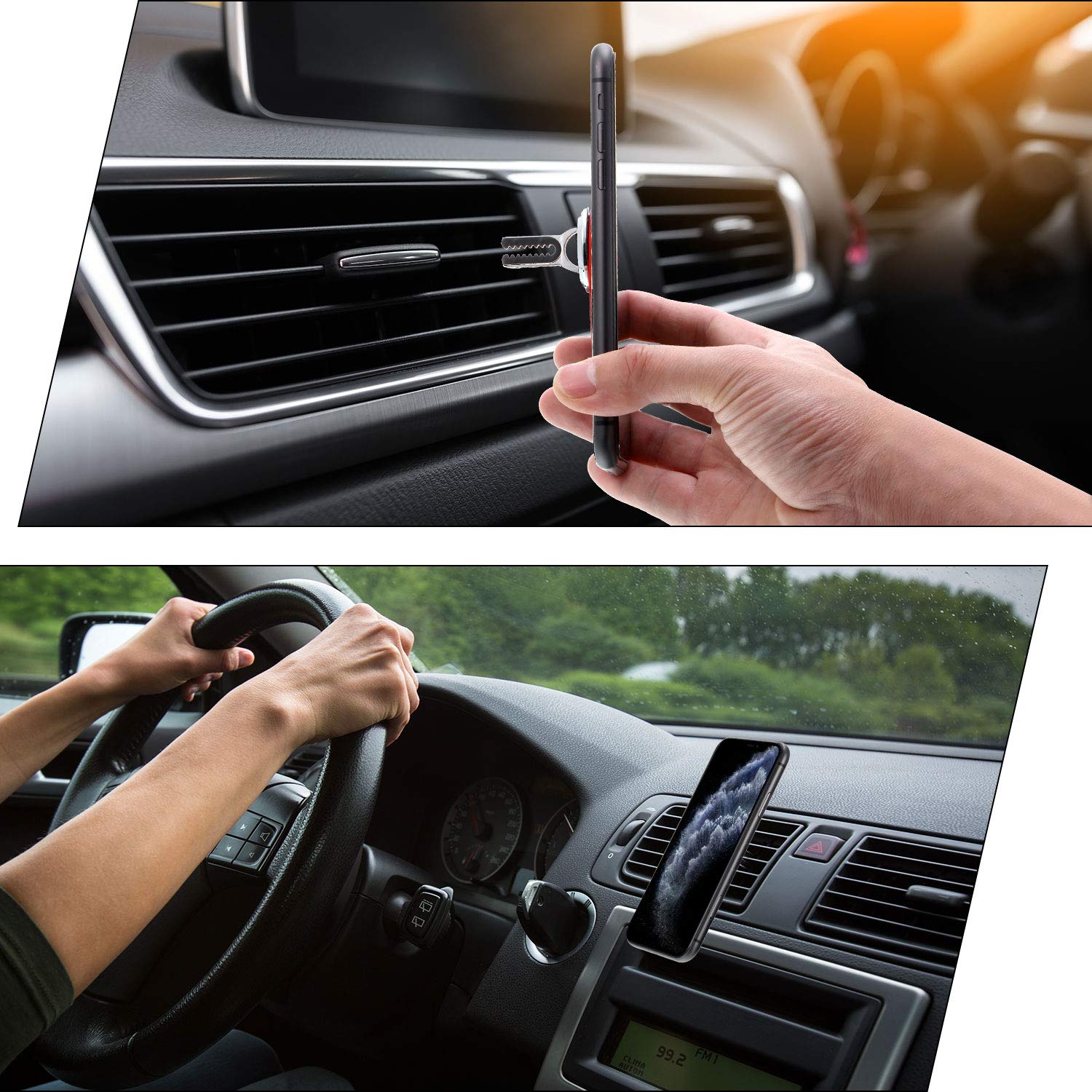 6 Pieces 3 In 1 Multipurpose Mobile Phone Bracket Holder 360 Degree Rotation Cell Phone Ring Stand For Car Home, 5 Colors
