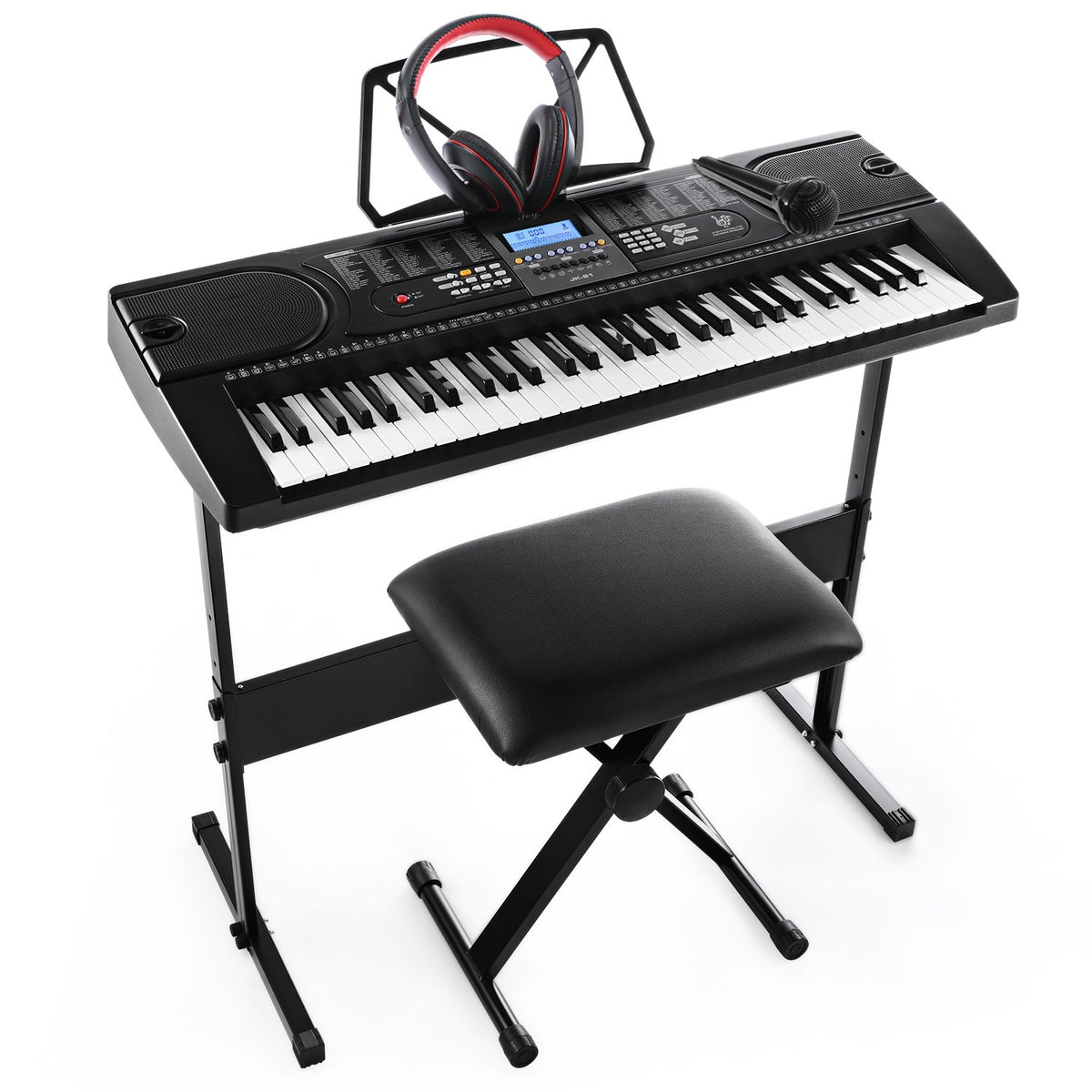 61 Key Electronic Keyboard Pack With Headphones,Microphone,Stand,Stool,And Power Supply The Electronic Keyboards (Pack Of 1)