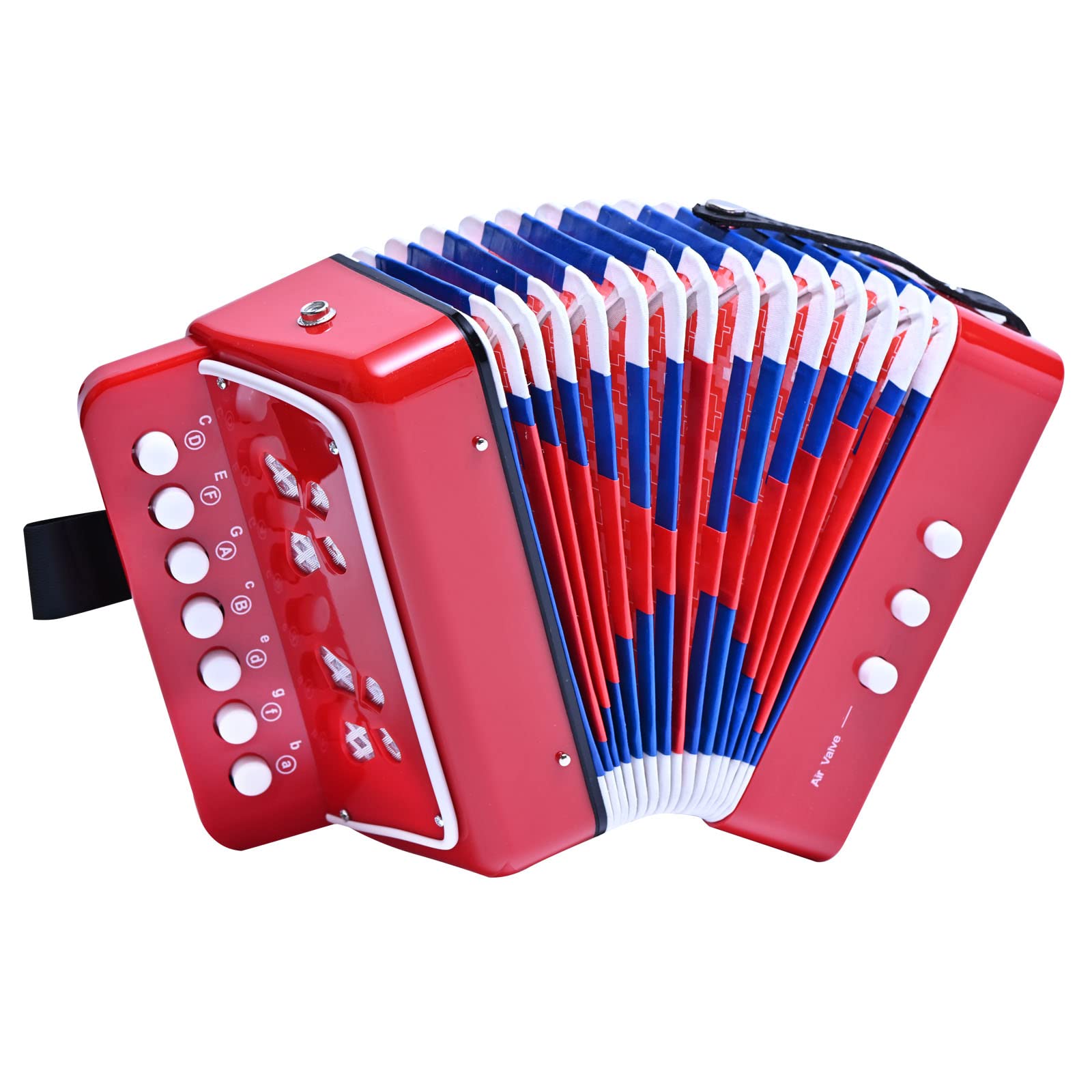 Mini Accordion 10 Keys Button Kids Accordian,Musical Instrument,Toy Accordion For Children Beginners (Red)