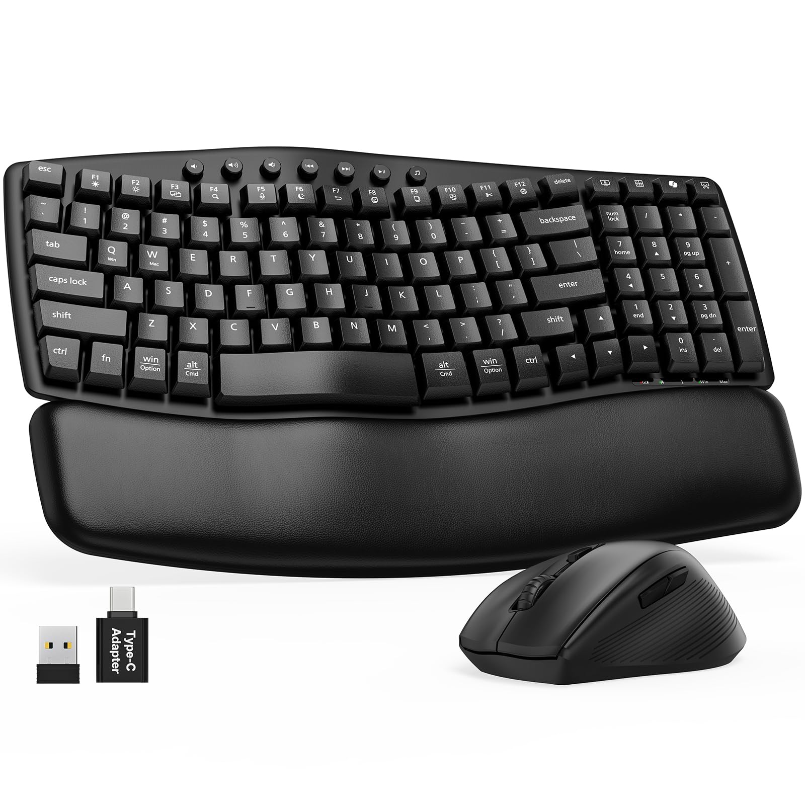 Wireless Keyboard and Mouse Combo, Compact Ergonomic Wave Key, SABLUTE MA61