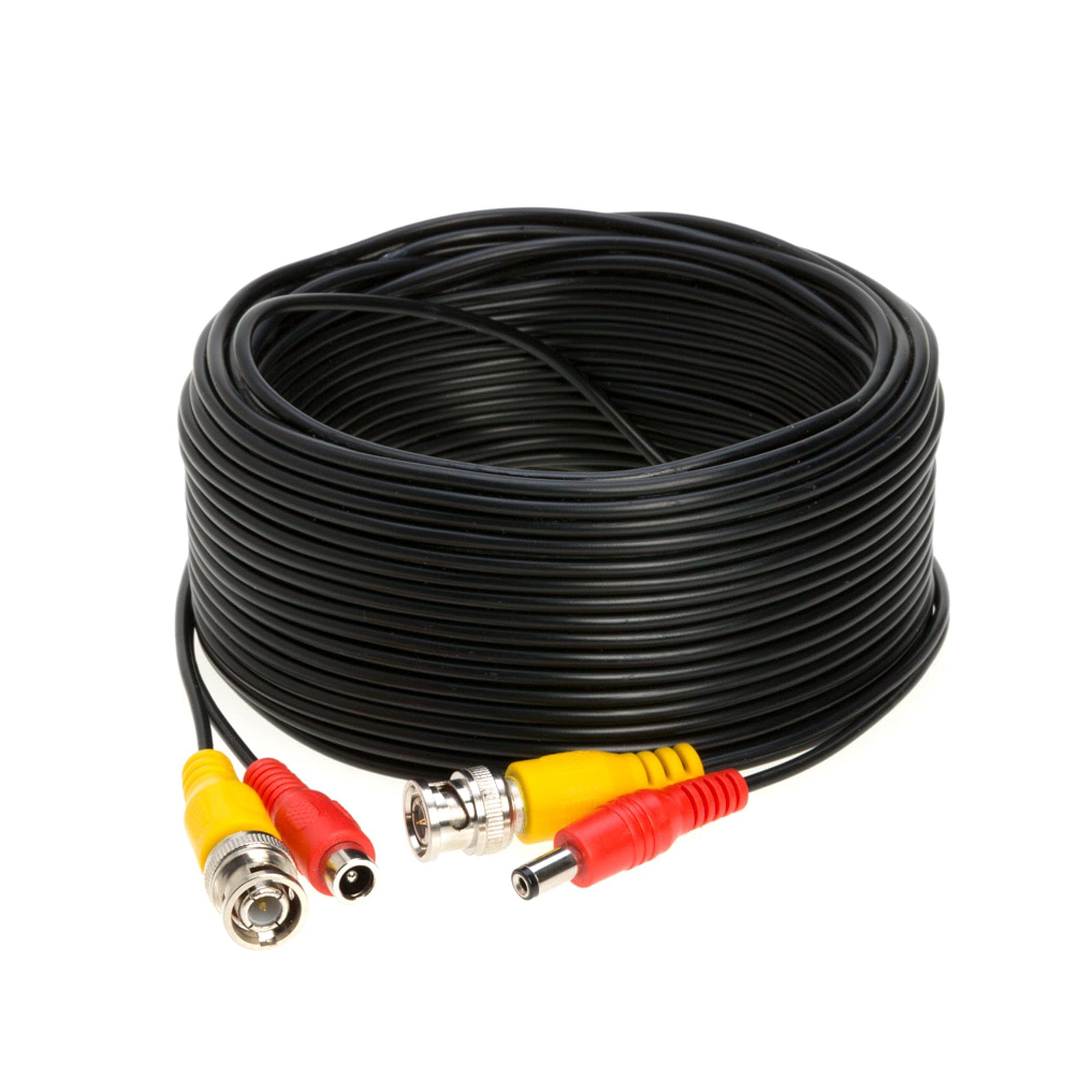 100Ft Black Premade Bnc Video Power Cable Extension Wire For Cctv, Security Camera, Dvr, Surveillance System, All In One Plug &