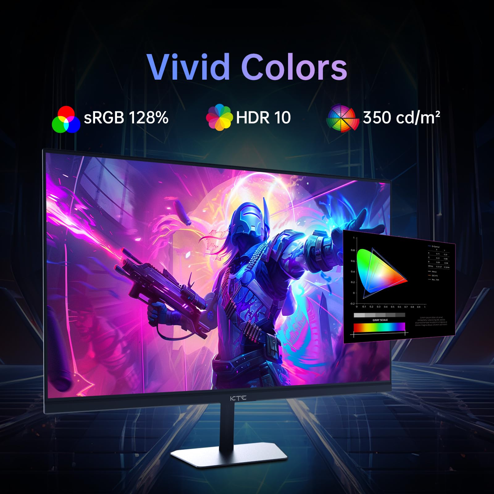 Ktc 24.5'' Gaming Monitor 180Hz Fhd,Fast Ips 1080P 1 Ms, 128% Srgb Hdr10,Freesync Hdmi X 2 /Dp X 1 Vesa Tilt Adjustable Xbox Ps5