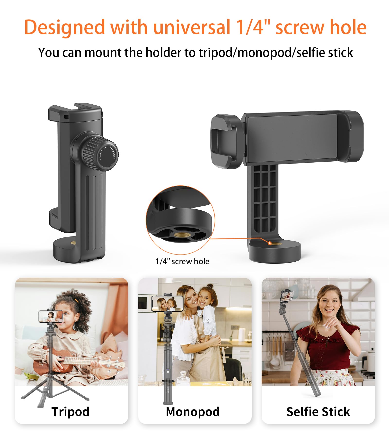 Gahenwo 4'' 12.9'' Tablet Phone Mount For Tripod, Universal Tripod Mount Adapter For Cell Phone Pad, Tablet Tripod Mount With 1/