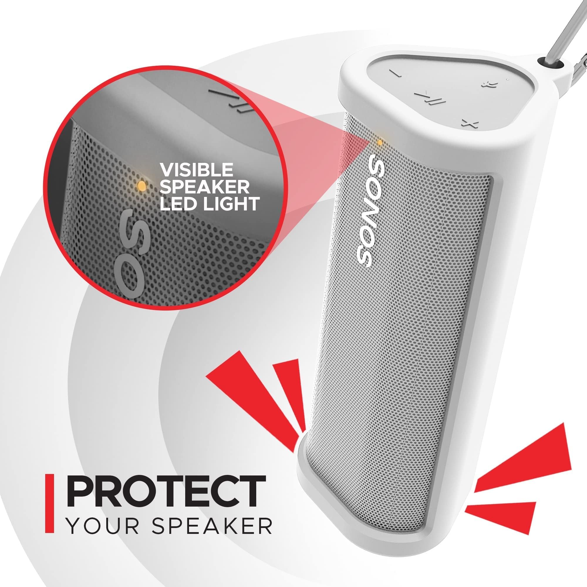 Heavy Duty Protective Silicone Carrying Case For Sonos Roam & Roam Sl | White | Protect Your Wireless Bluetooth Speaker Using Th