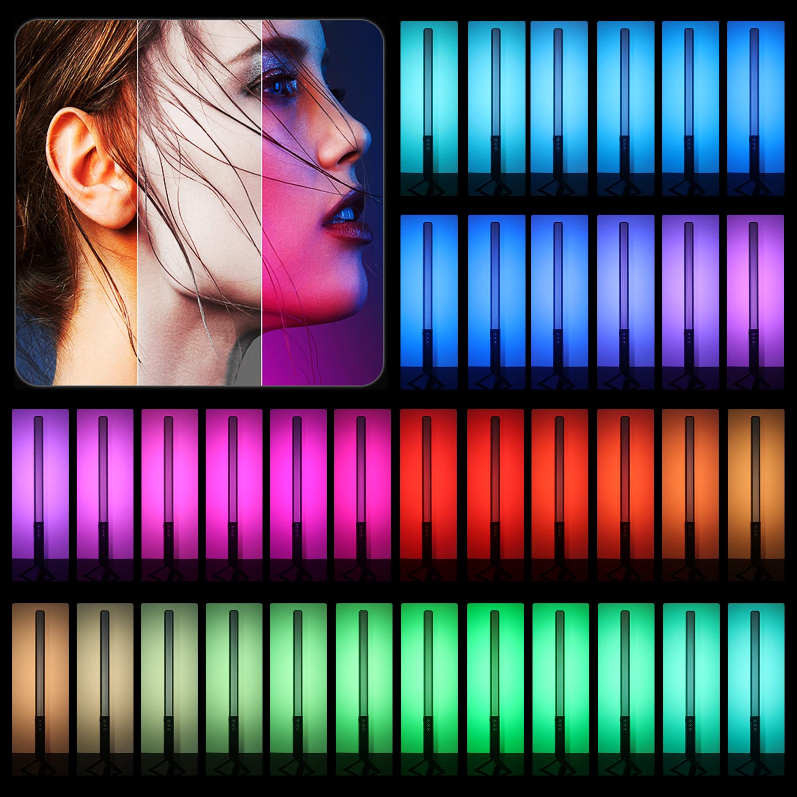 Portable Led Photography Light Wand, Luxceo Handheld Led Video Light 1000 Lumens Cri 95+ Usb Rechargeable With Remote Control, C