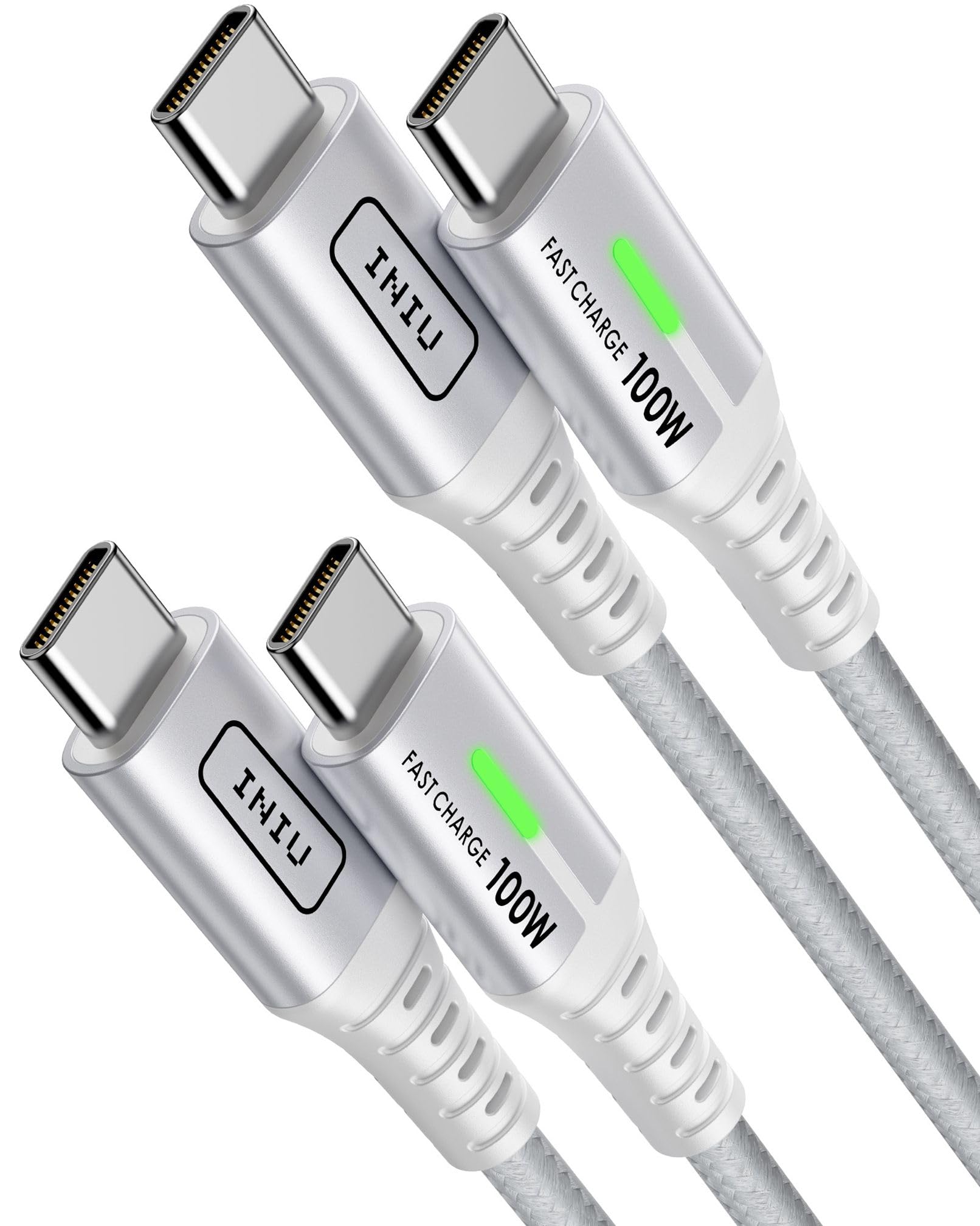 Iniu Usbc To Usbc Cable, [6.6Ft, White] 2 Pack Usb C To C Fast Charging Cable For Iphone 16 15 Galaxy S23 S21 A71, Macbook, Ipad, And More
