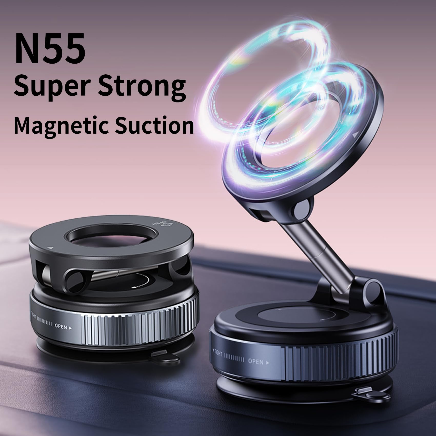 Dreambee Vacuum Magnetic Car Phone Holder-360Rotatable Car Suction Cup Phone Mount For All Smartphones On Smooth Surfaces(80+Lbs