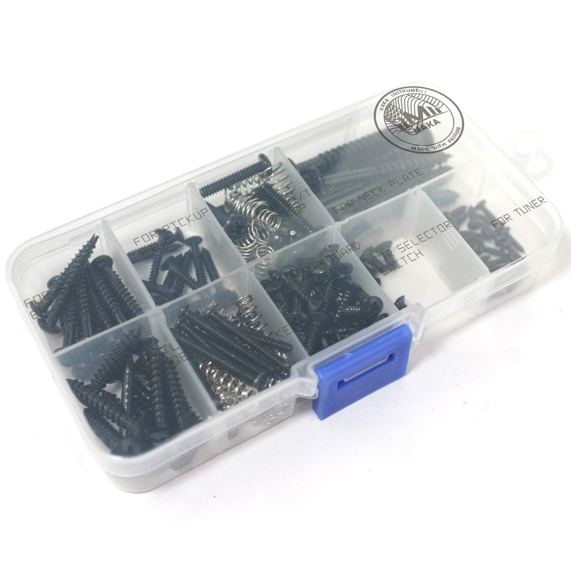 Maka Guitar Screw Kit Assortment Box Kit For Electric Guitar Bridge, Pickup, Pickguard, Tuner, Switch, Neck Plate, With Springs,