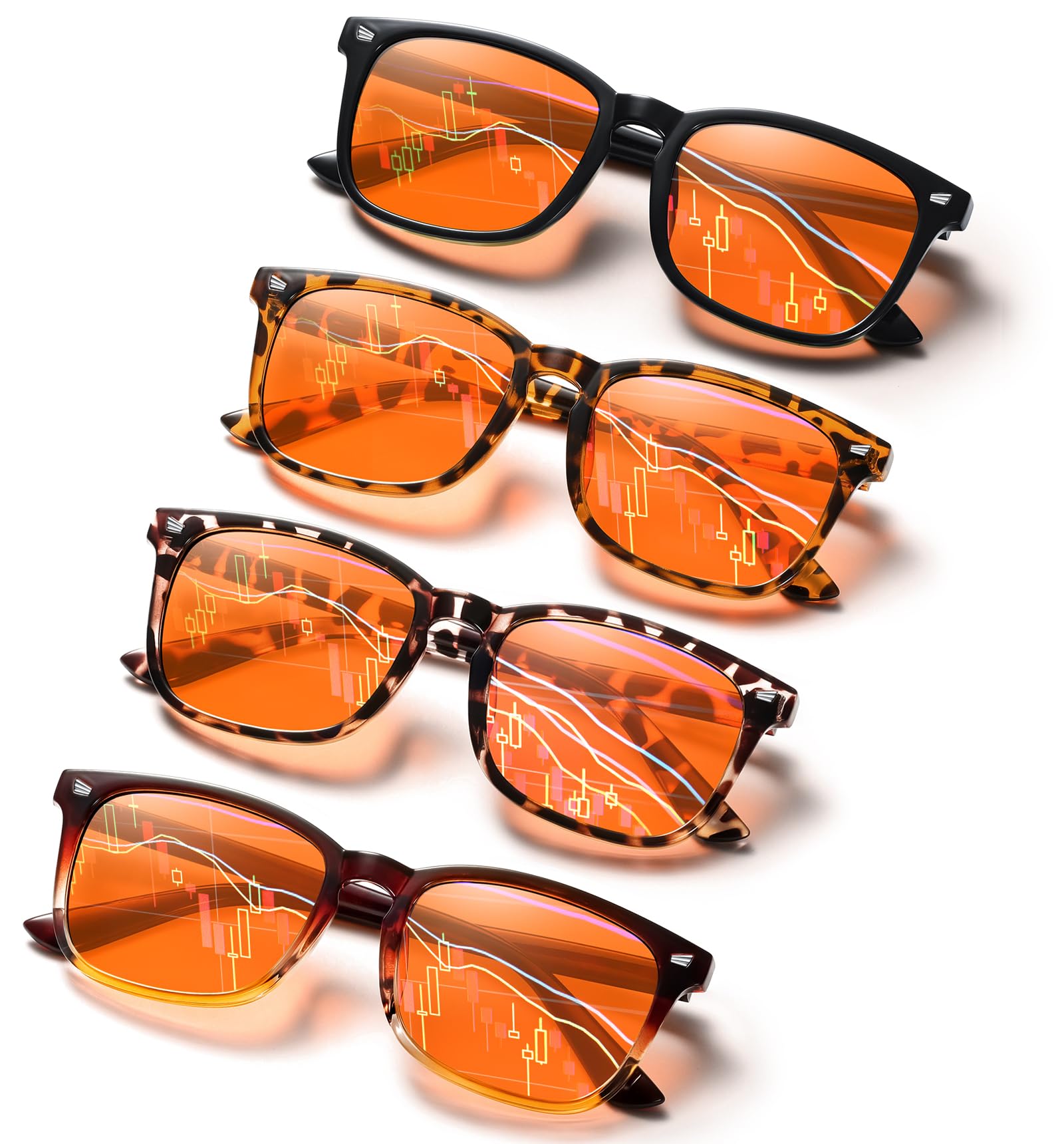 DioKiw 4pcs 99% Blue Light Blocking Glasses Women and Men Lightweight Eyeglasses Frame Gaming Glasses Reduce Eyestrain