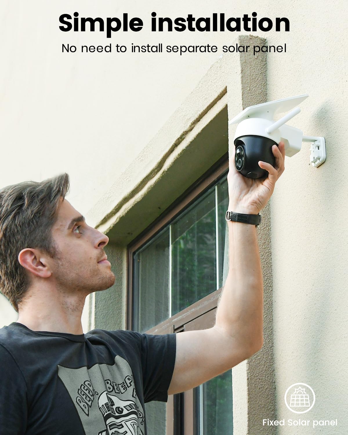 Aosu Solar Camera Outdoor Wireless   100% Wire Free Outdoor Security Camera Wireless With Fixed Solar Panel,360 Panoramic View,