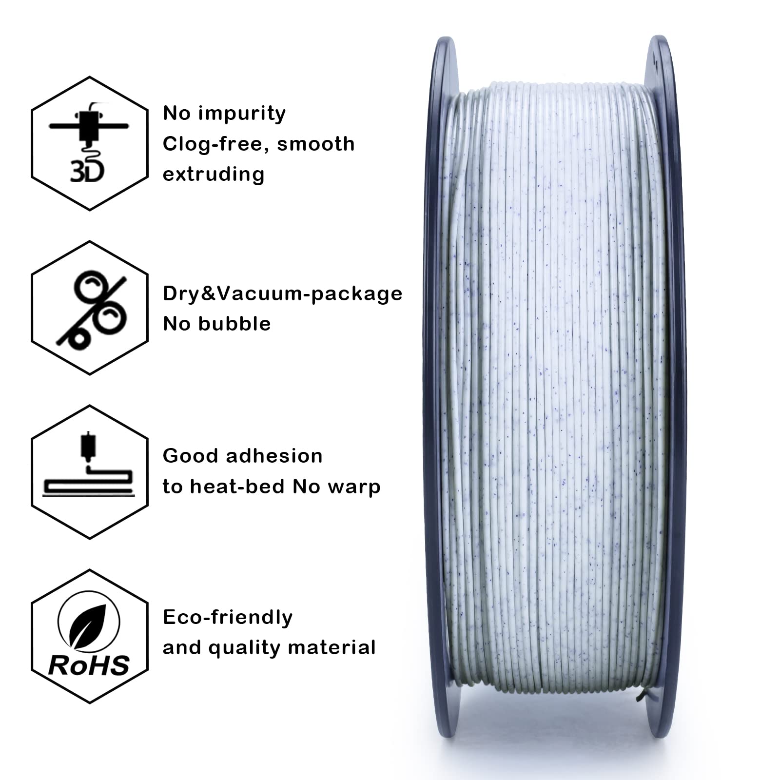 Ziro Pla Stone Filament 1.75Mm,3D Printer Filament Pla 1.75Mm Blue And White Color 1Kg(2.2Lbs)   Blue And White