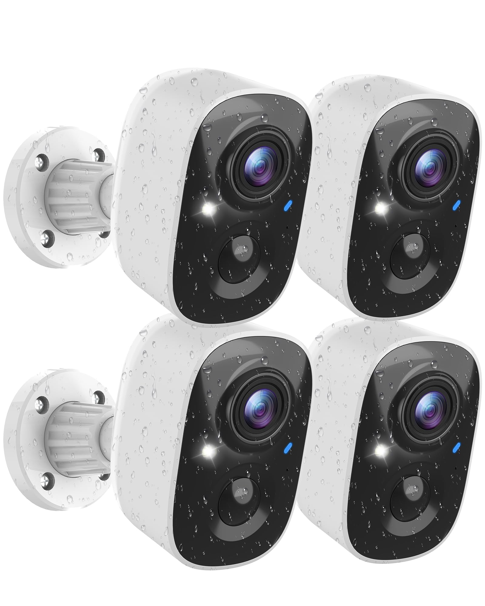 Maxiviz Security Cameras Wireless Outdoor (4 Pack), Battery Powered Cameras For Home Security With Ai Motion Detection, 2K Color