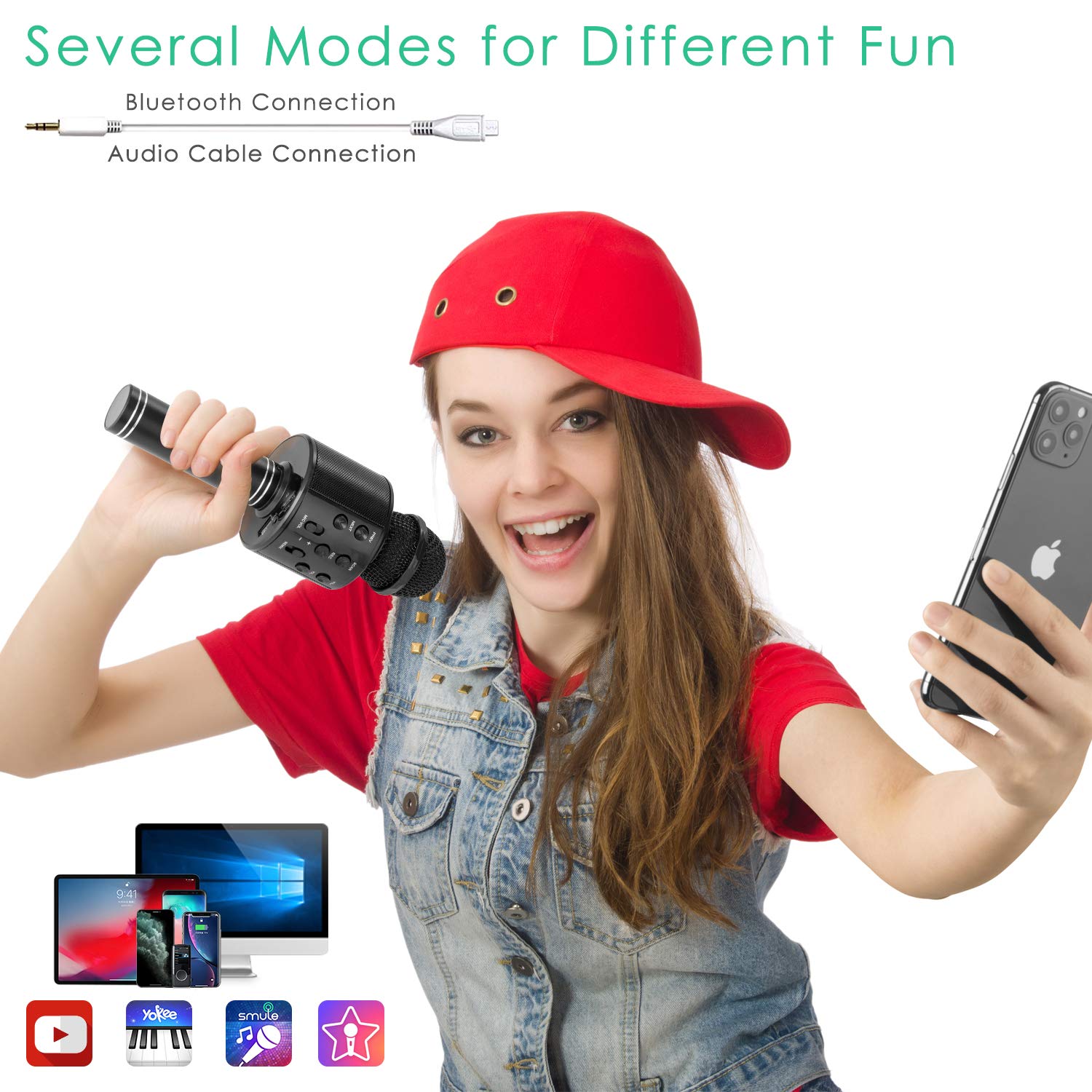 Kidwill Wireless Bluetooth Karaoke Microphone For Kids And Adults, 5 In 1 Portable Handheld Karaoke Mic Speaker Player Recorder