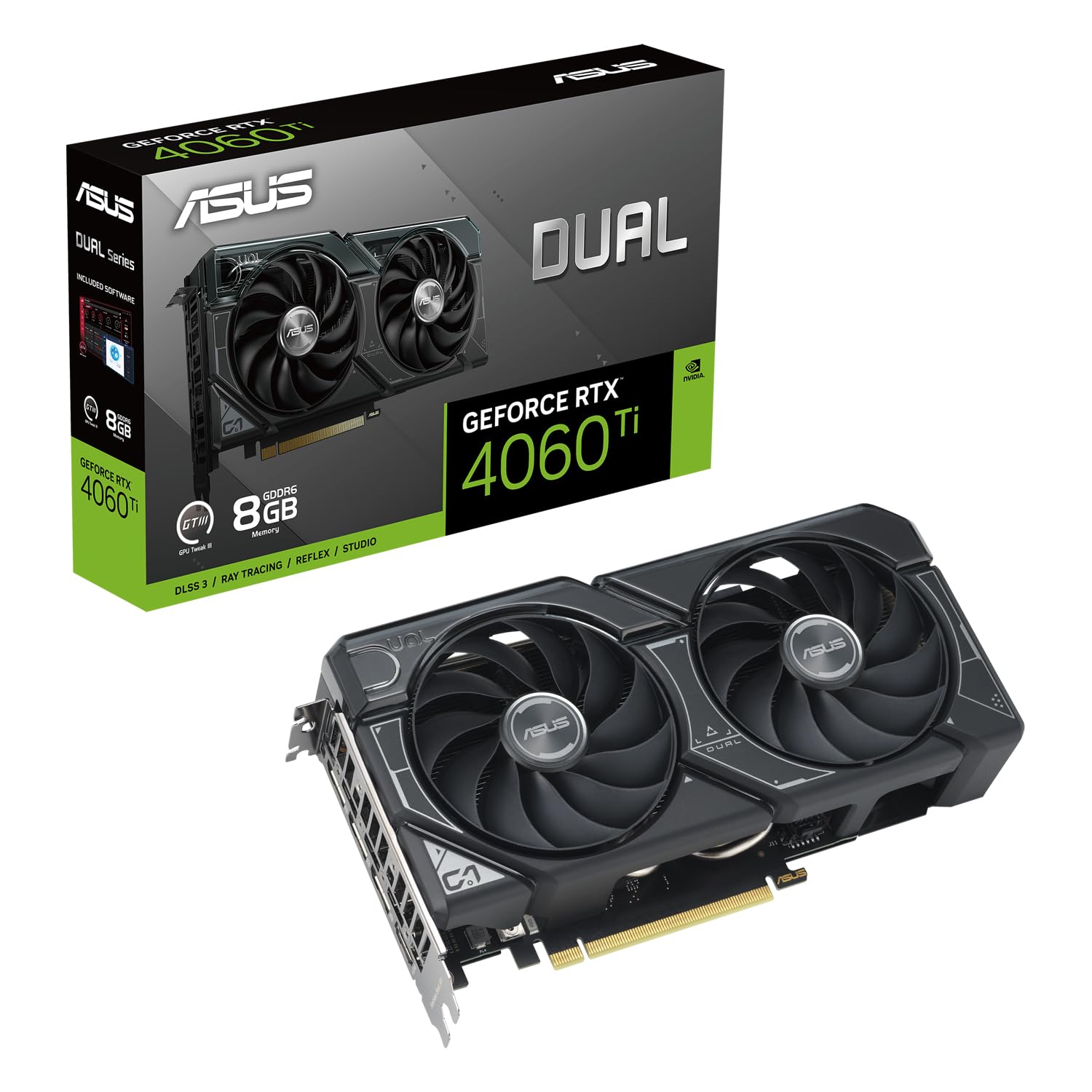 Asus Dual Geforce Rtx 4060 Ti Oc Edition 8Gb Gddr6 Gaming Graphics Card Black (Nvidia Geforce Rtx4060Ti Dlss 3, Pcie 4.0, 1X Hdm