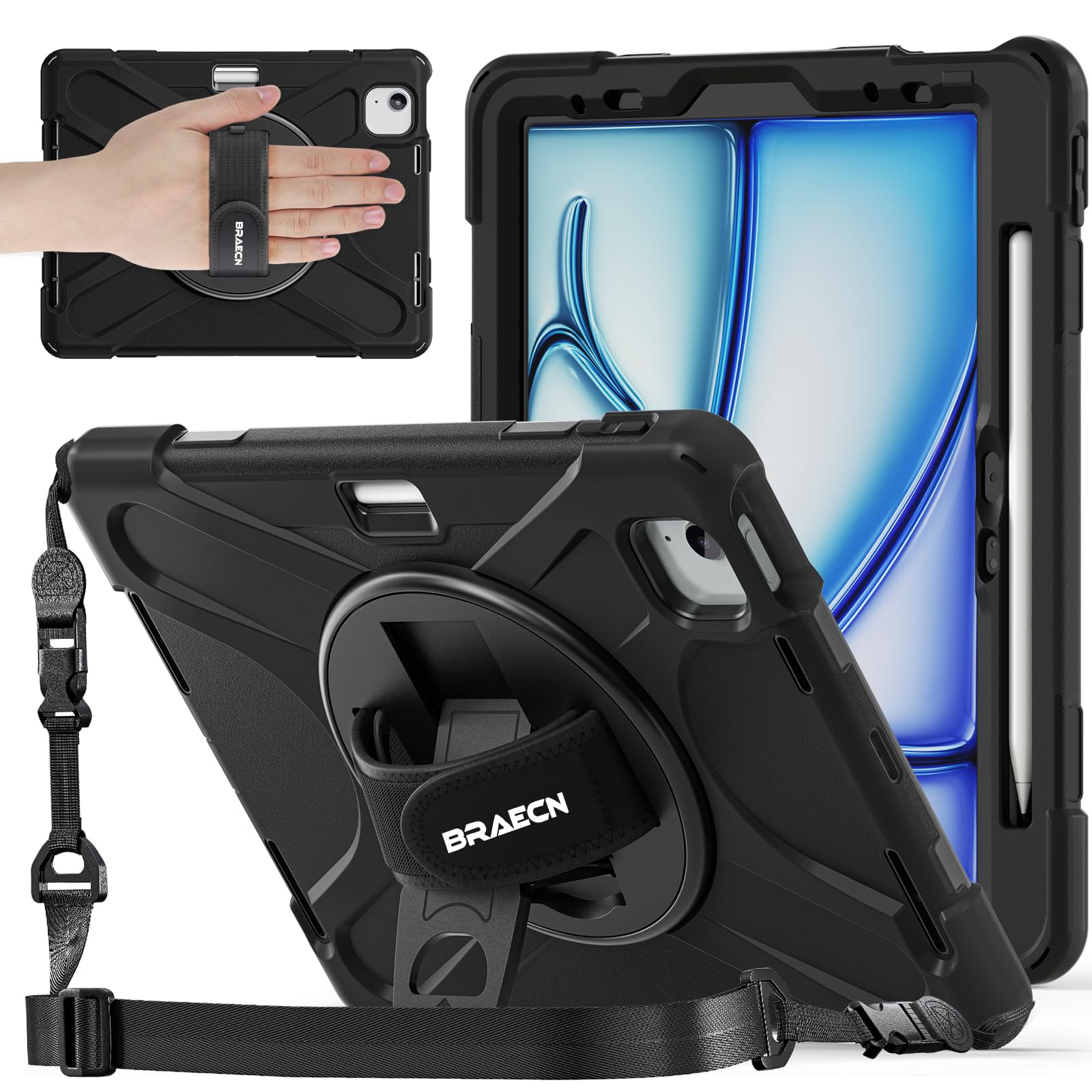 BRAECNstock Case for Apple iPad Air 11 inch (M3/M2)/ Air 5th/4th Gen 10.9 / Pro 11 inch 4th/3rd/2nd/1st Gen, Shockproof Protecti