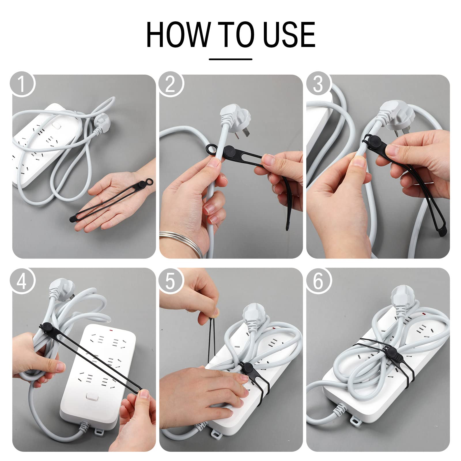 40 Pcs Silicone Cable Ties Reusable Holder Strap Cord Ties Adjustable Cable Straps Multipurpose Charging Cable Organizer For Fas