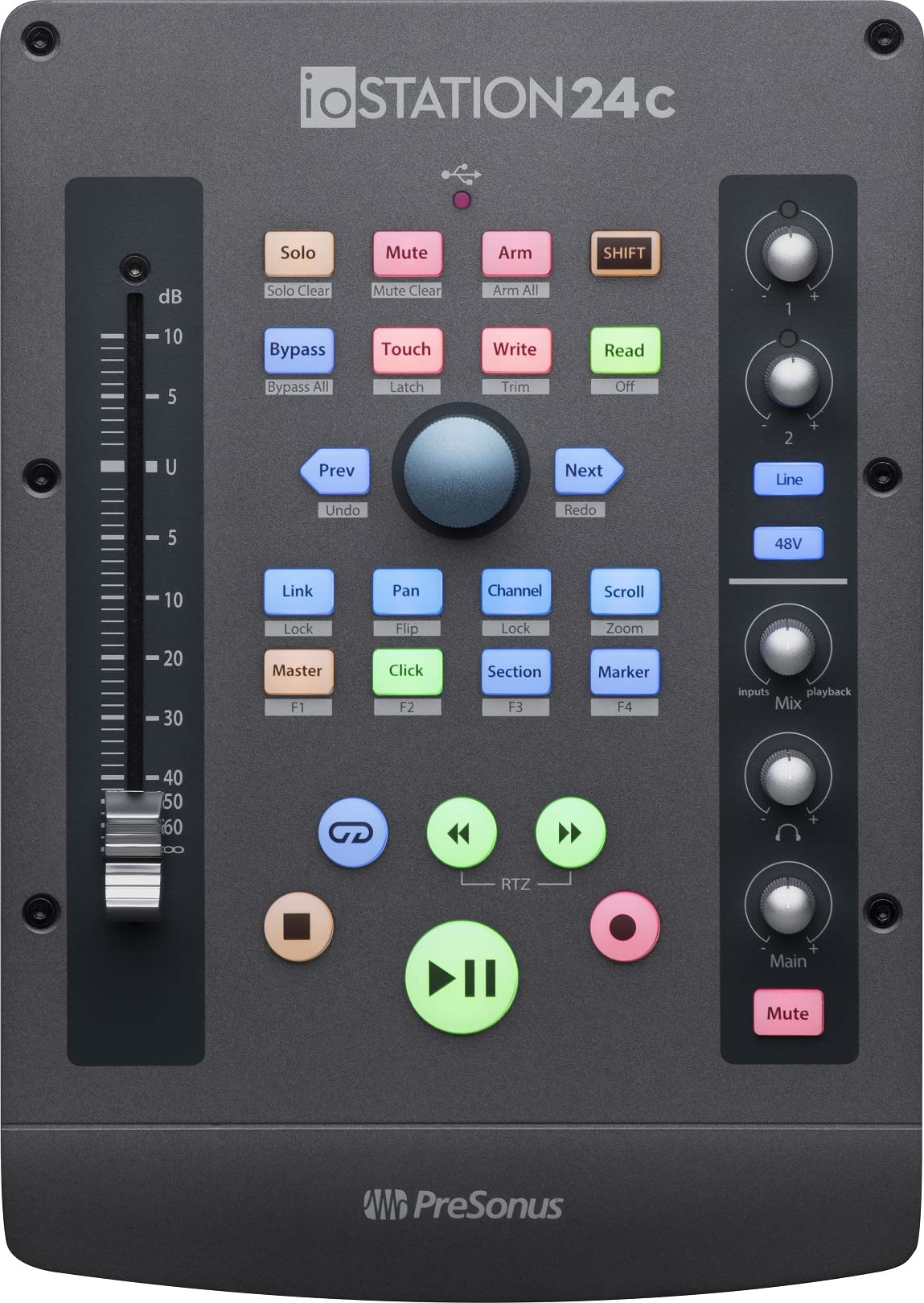 Presonus Iostation 24C 2X2, 192 Khz, Usb Audio Interface And Production Controller With Studio One Artist And Ableton Live Lite Daw Recording Software
