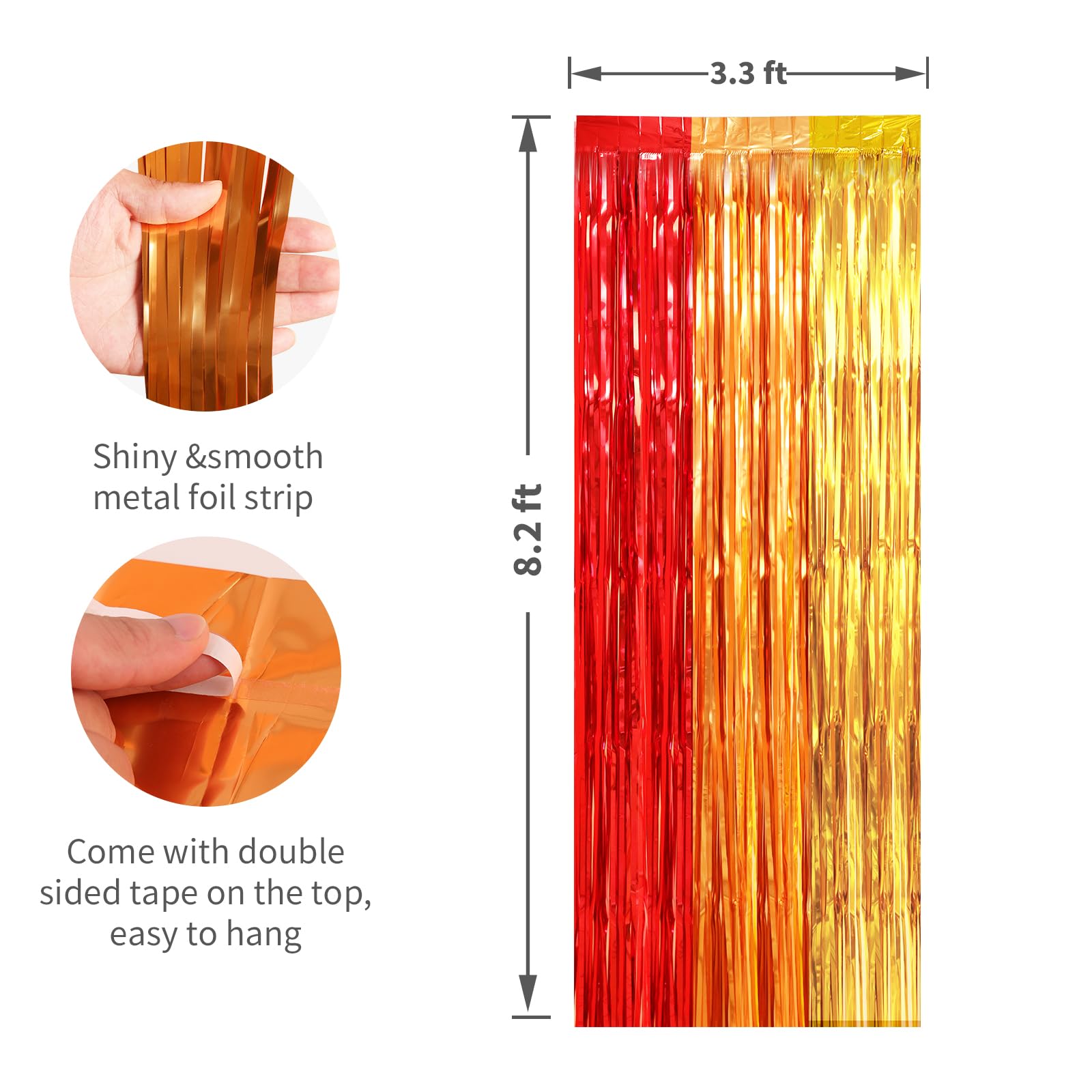 Crosize 2 Pack 3.3 X 8.2 Ft Rainbow Foil Fringe Curtains Party Decorations, Tinsel Curtain Backdrop For Parties, Door Streamers,