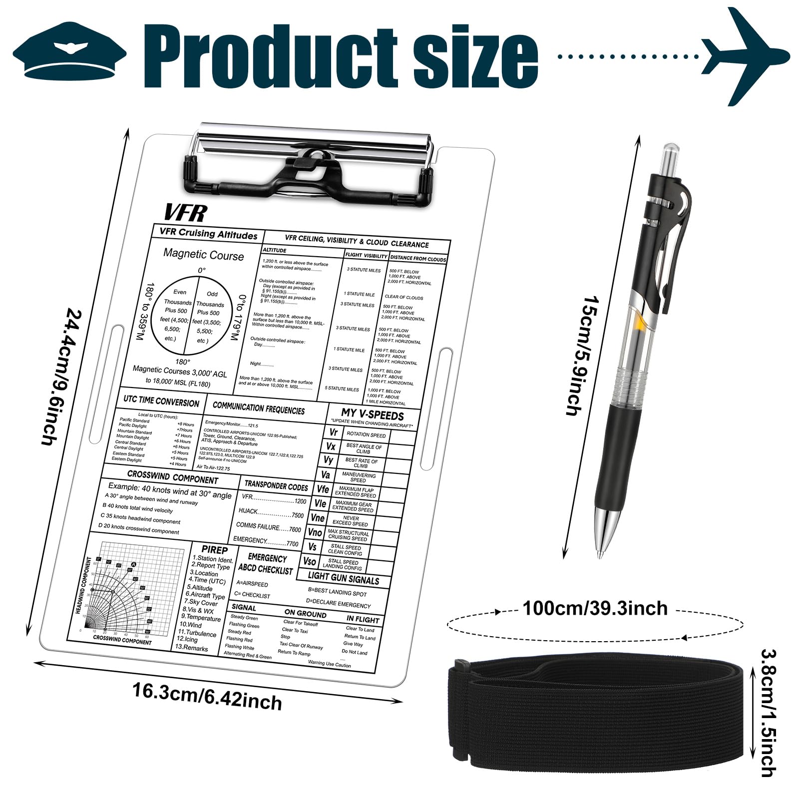 Feifeiya Aluminum Pilot Kneeboard Vfr Aviation Knee Boards Notepad Pilot Writing Board With Pen Holder And Elastic Strap For Pil