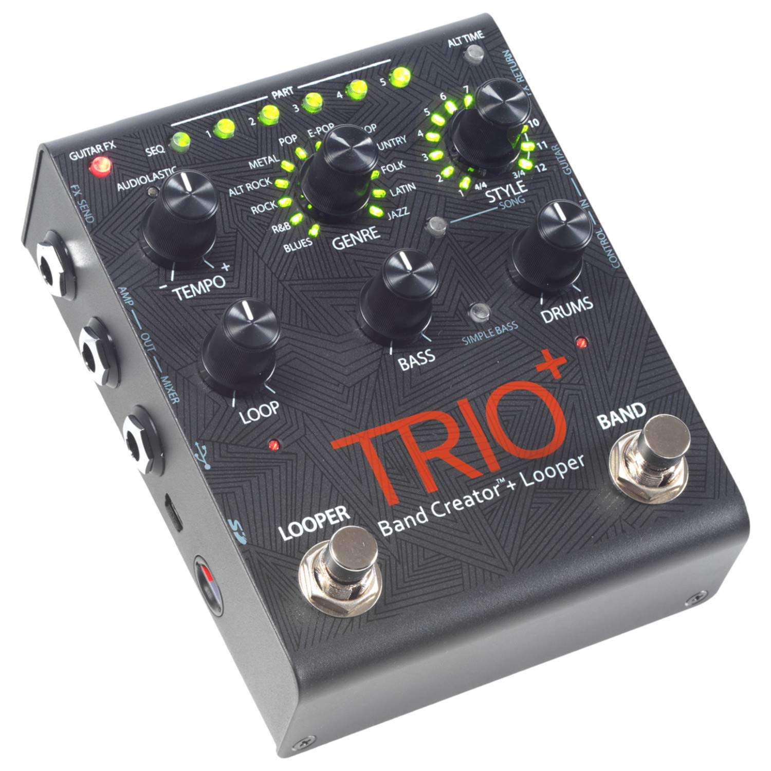 Digitech Trio+ Band Creator + Looper W/ Fs3X Footswitch, 4 Cables, And Power Supply