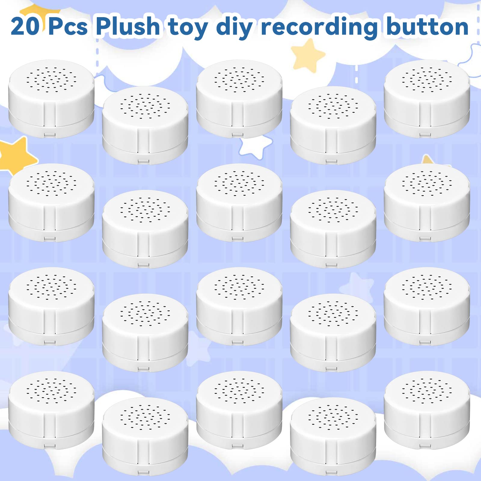 Fabbay 20 Pieces 20 Second Voice Recorder For Stuffed Animal, Sound Recorder Box Recordable Button Module Recording Device Recor